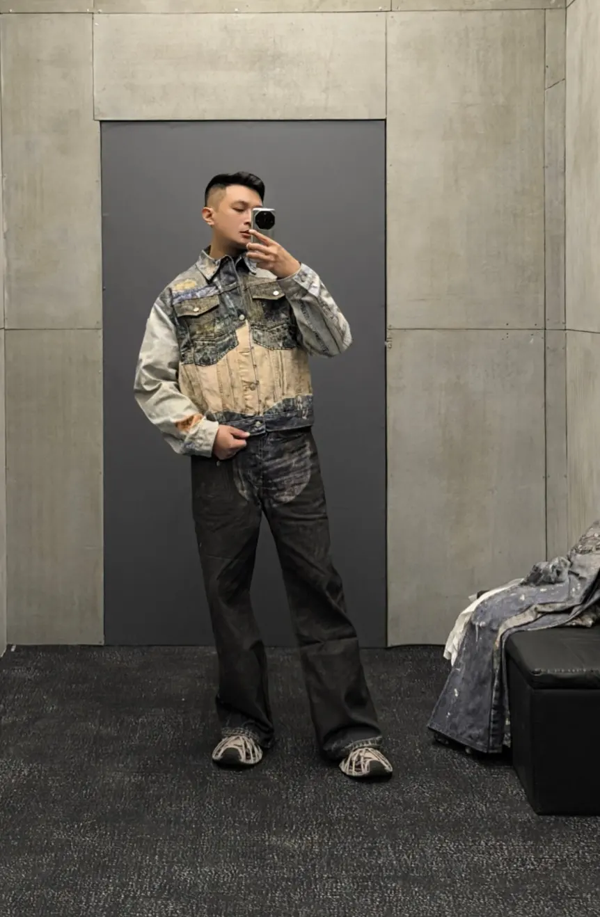 3D Digital Print Wide-Leg Jeans D25019927 — view 6