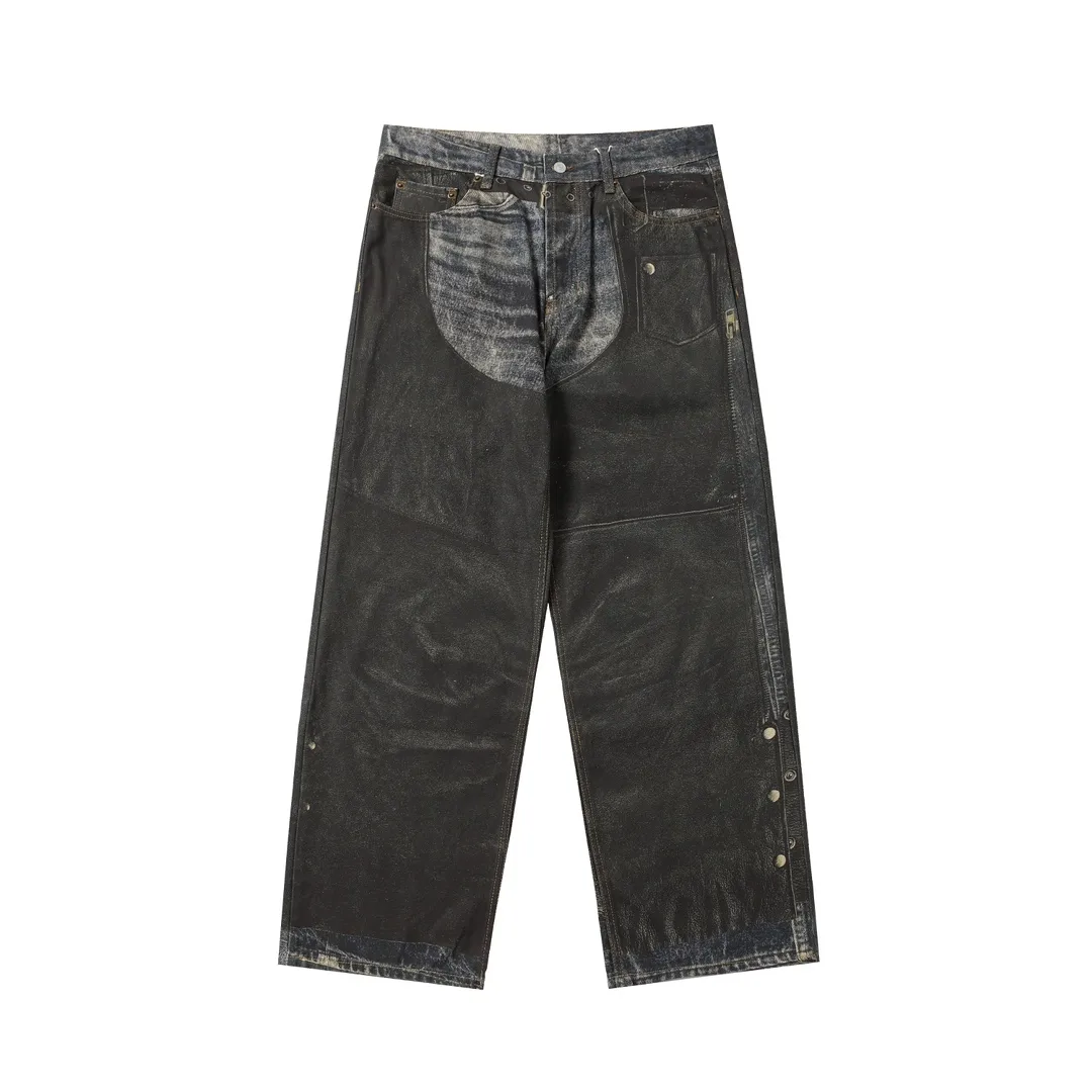3D Digital Print Wide-Leg Jeans D25019927 — view 9