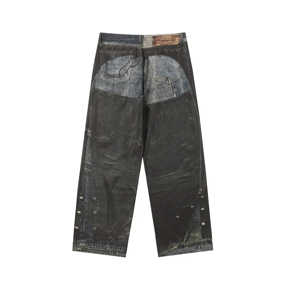 3D Digital Print Wide-Leg Jeans D25019927 — view 10