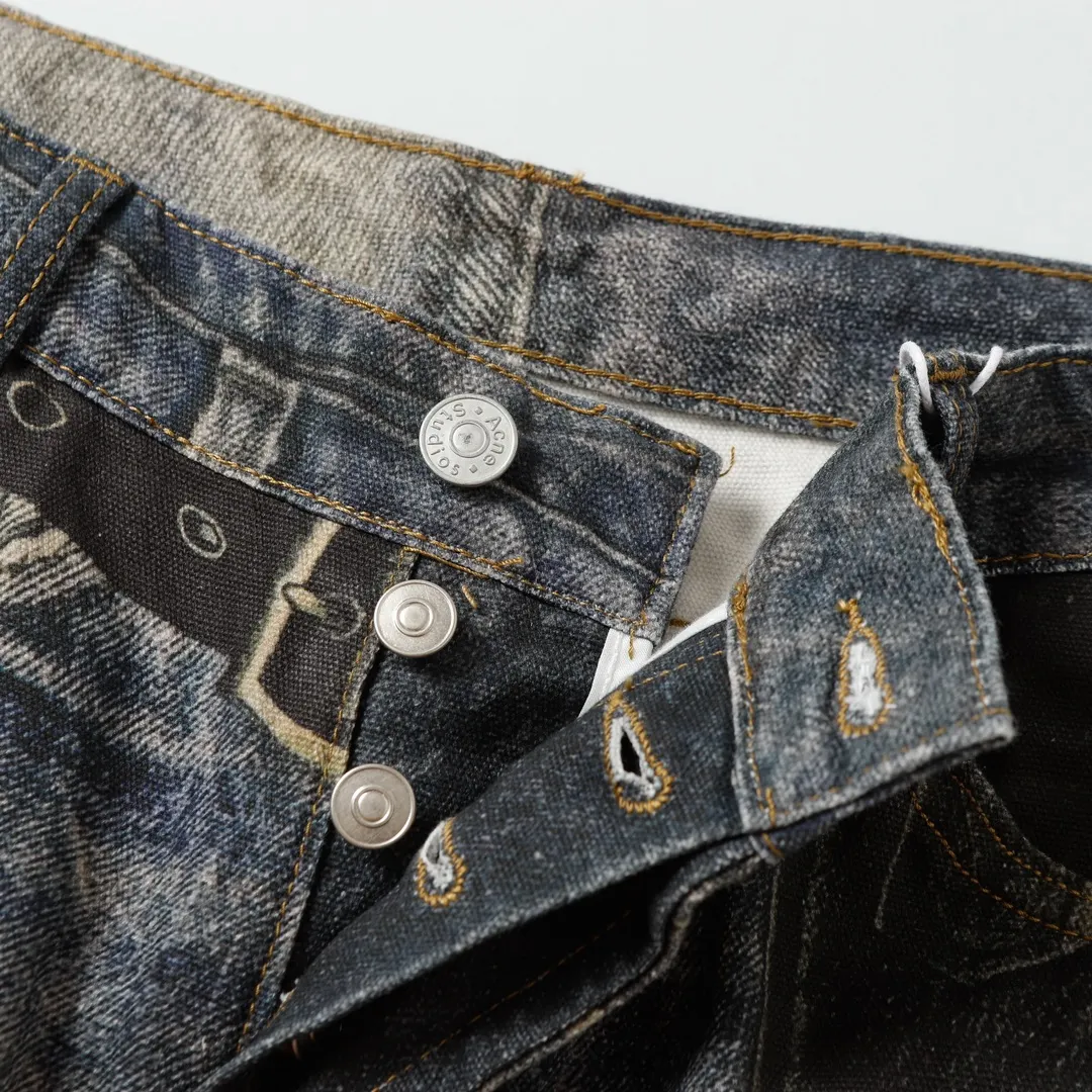3D Digital Print Wide-Leg Jeans D25019927 — view 15