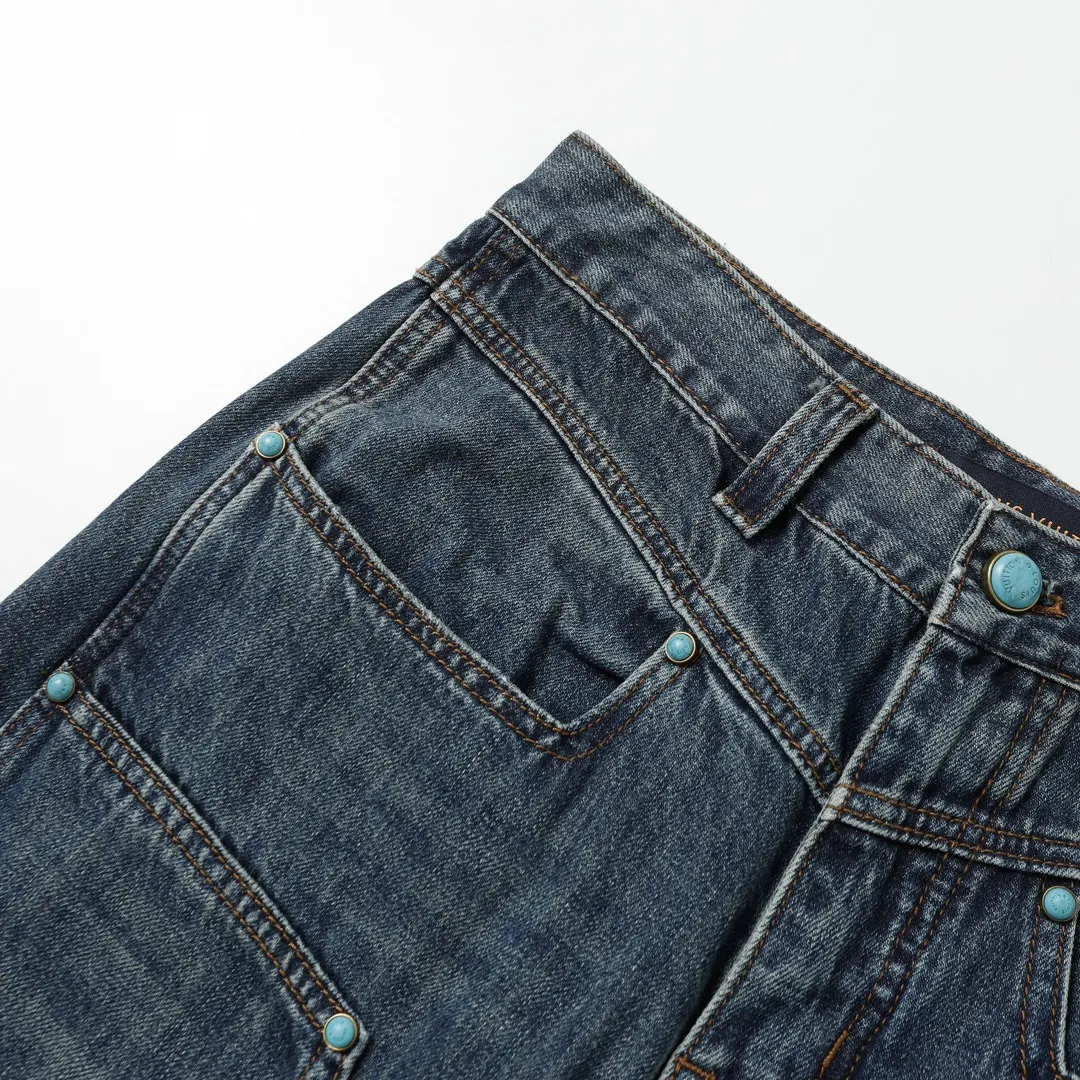 Turquoise Studded Relaxed-Fit Jeans D25519926 — view 13