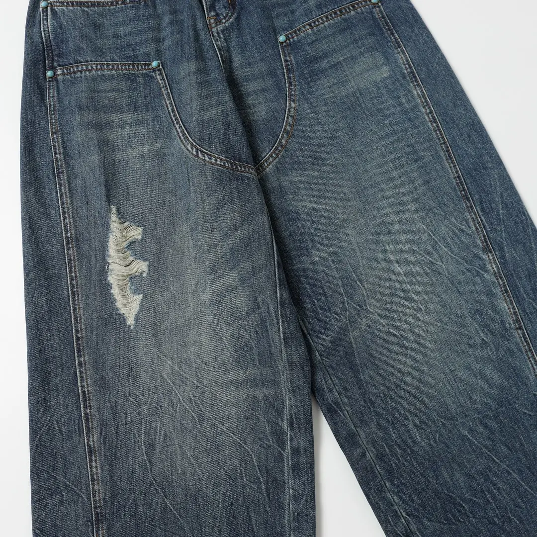 Turquoise Studded Relaxed-Fit Jeans D25519926 — view 14