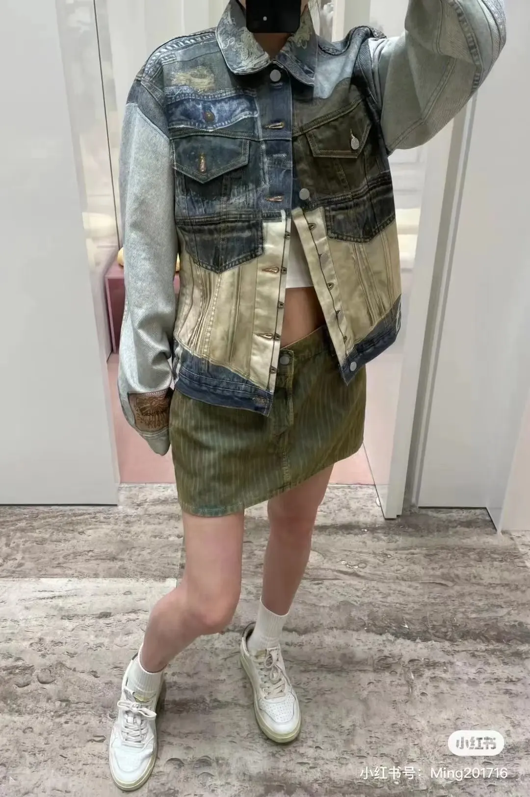 3D Trompe L'oeil Print Denim Jacket D26019923 — view 3