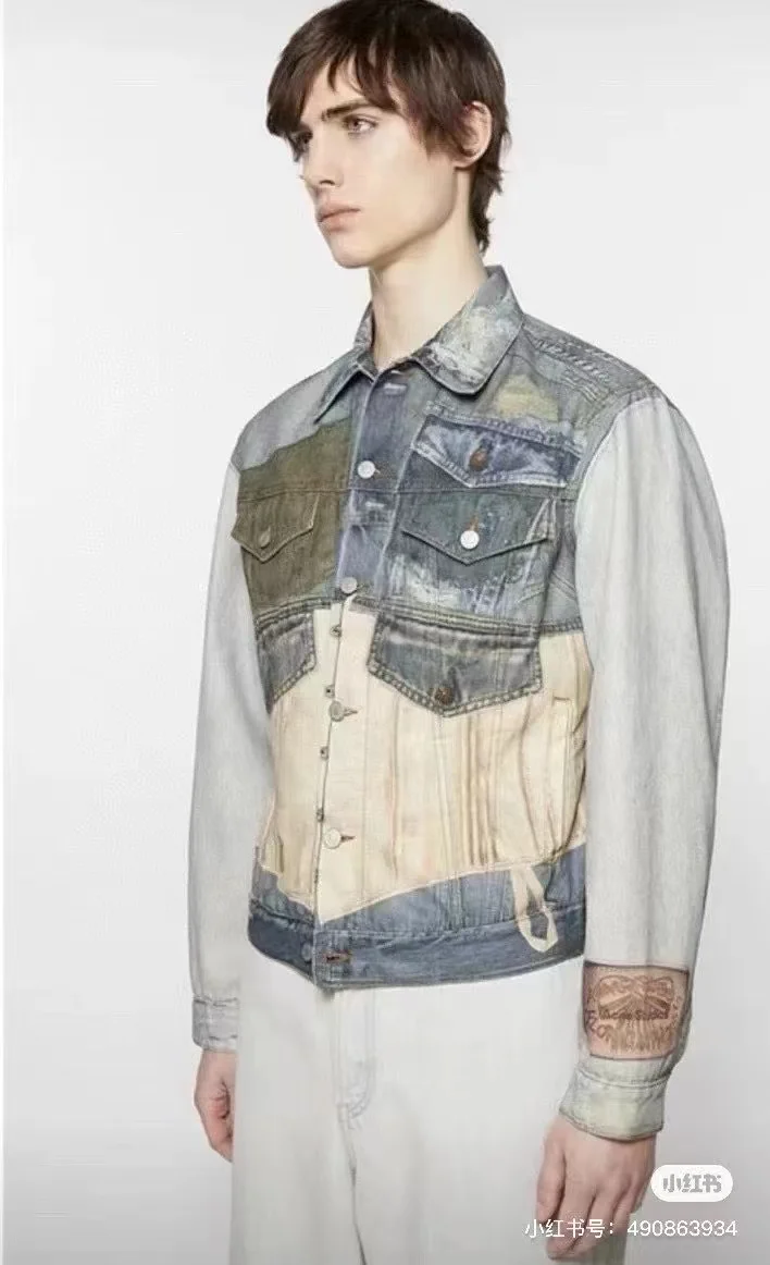 3D Trompe L'oeil Print Denim Jacket D26019923 — view 4