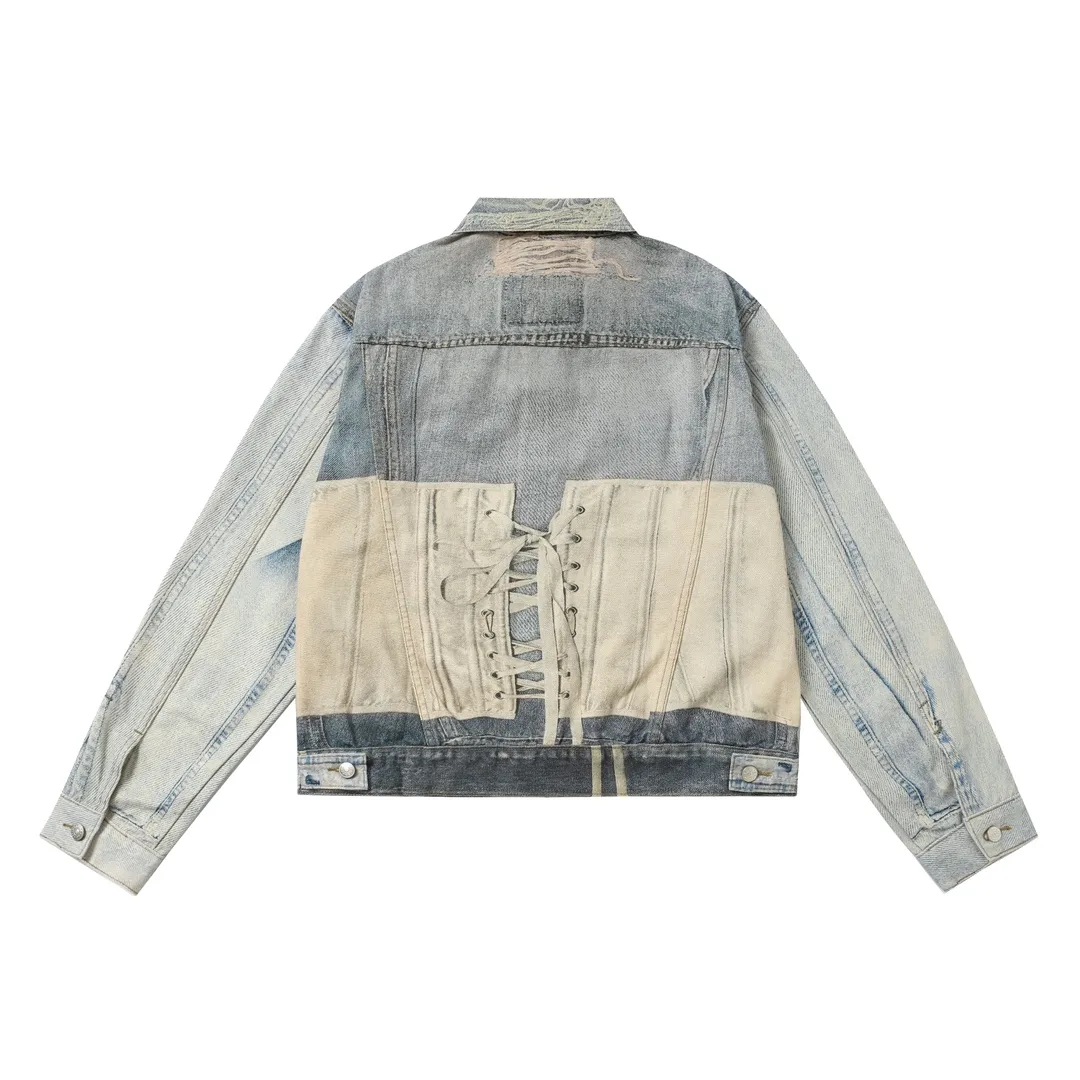 3D Trompe L'oeil Print Denim Jacket D26019923 — view 20