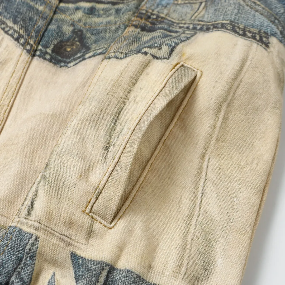 3D Trompe L'oeil Print Denim Jacket D26019923 — view 25