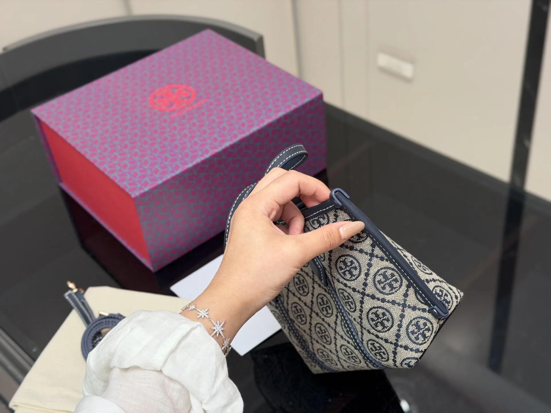 Perry Mini Monogram Jacquard Tote Bag D31018036 — view 6