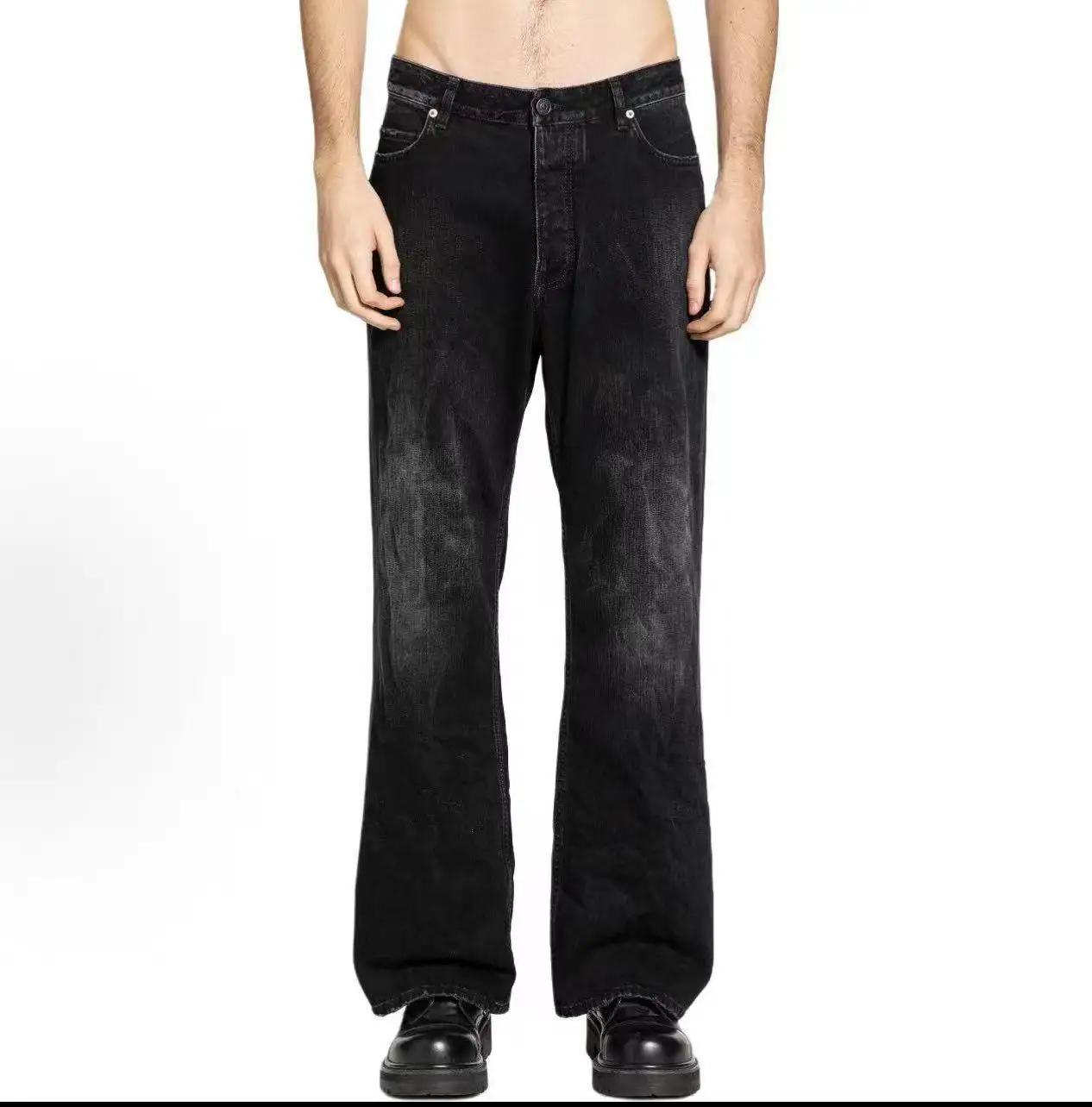 Distressed Wide-Leg Denim Jeans D21021868