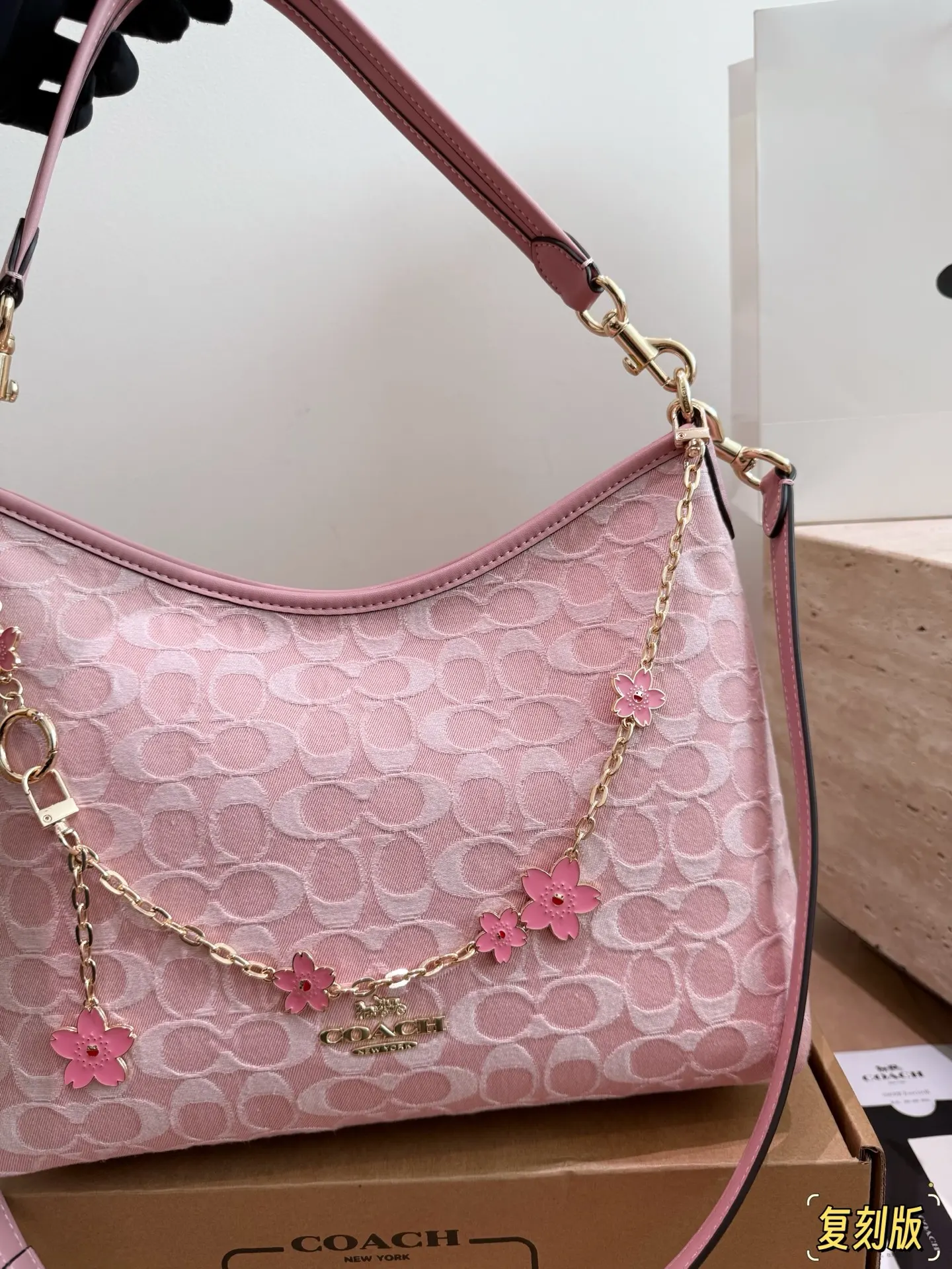 Coach Monogram Canvas Shoulder Bag with Charm D32017954 — view 2