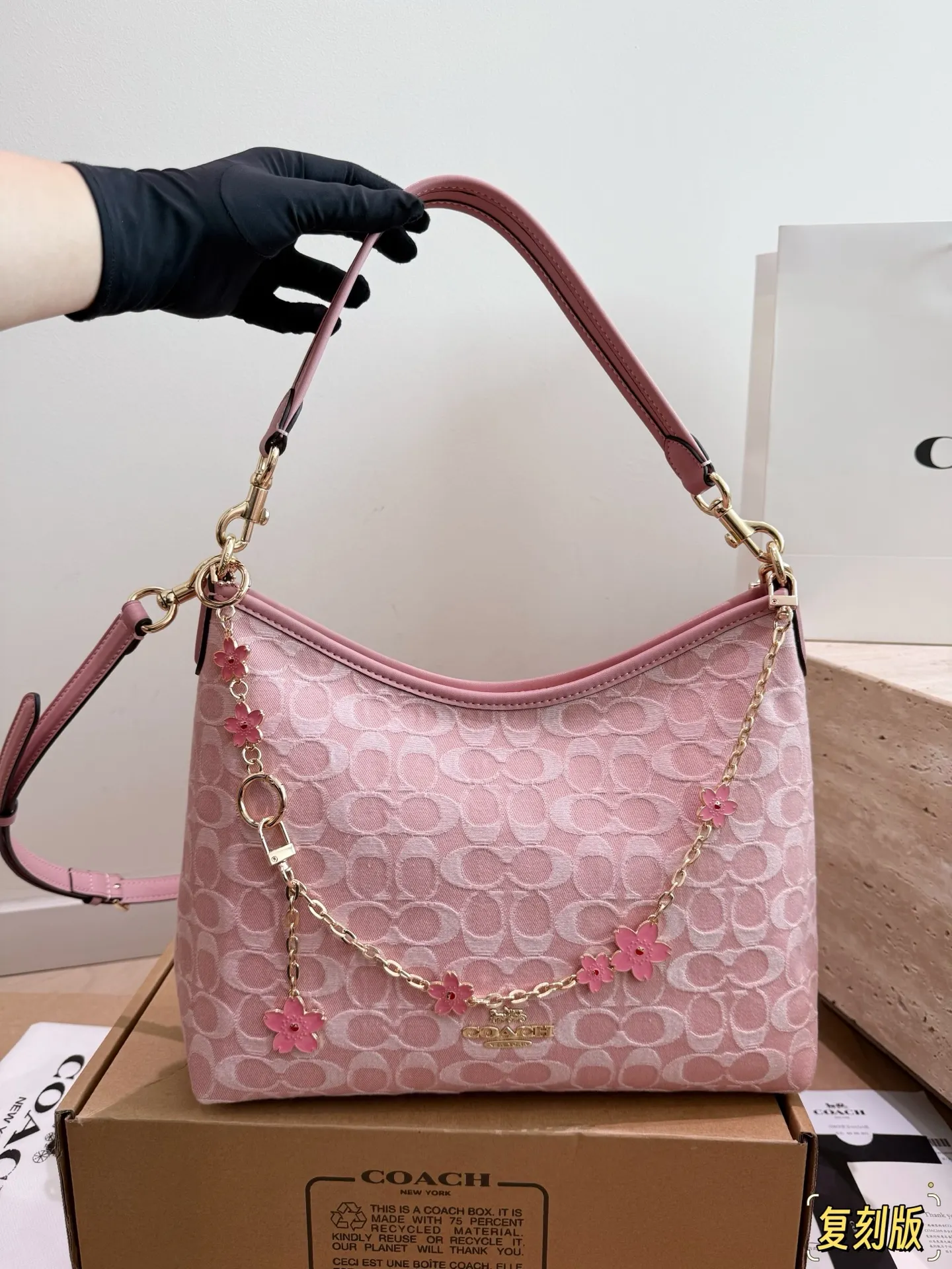 Coach Monogram Canvas Shoulder Bag with Charm D32017954 — view 4