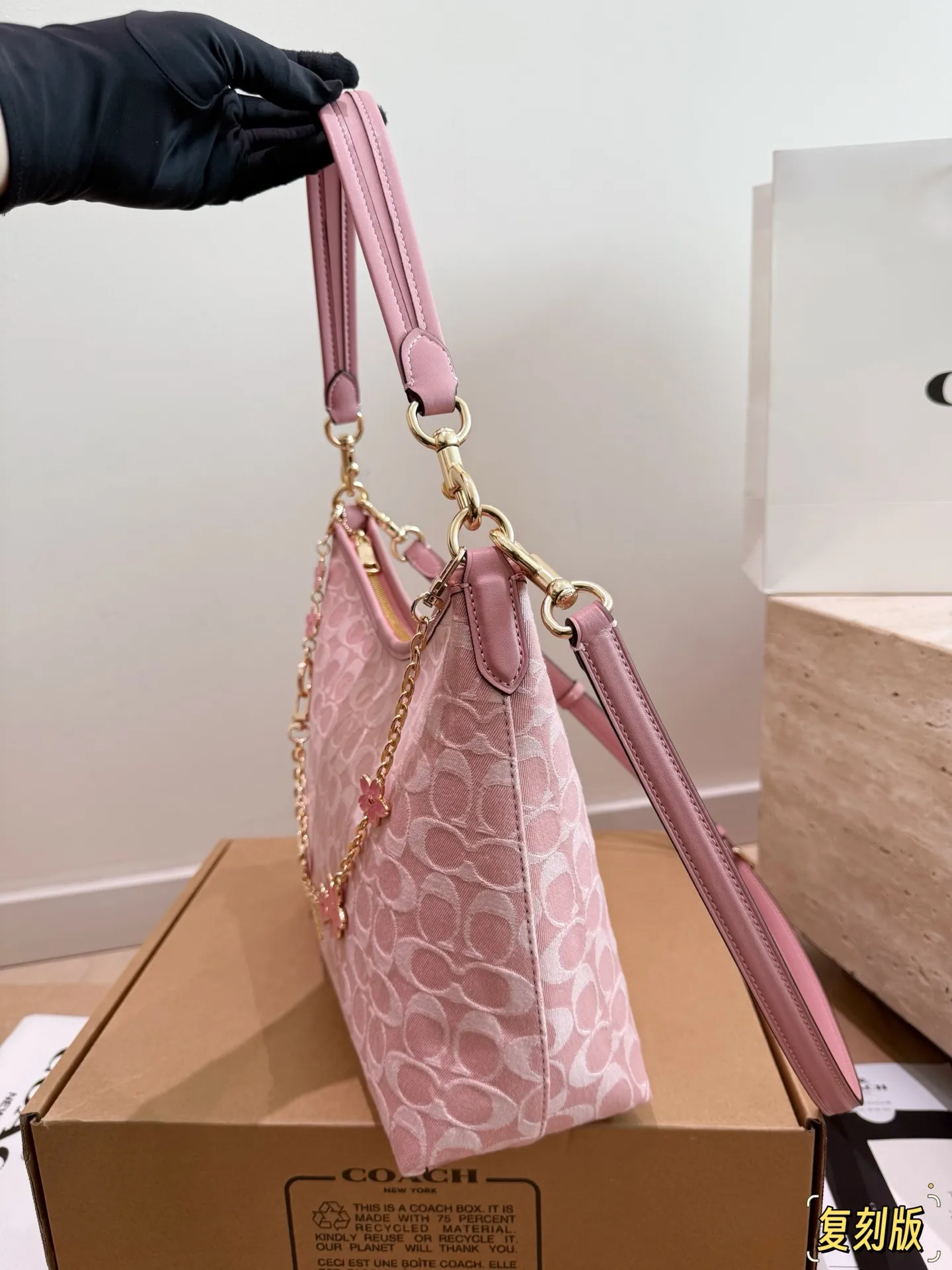 Coach Monogram Canvas Shoulder Bag with Charm D32017954 — view 5