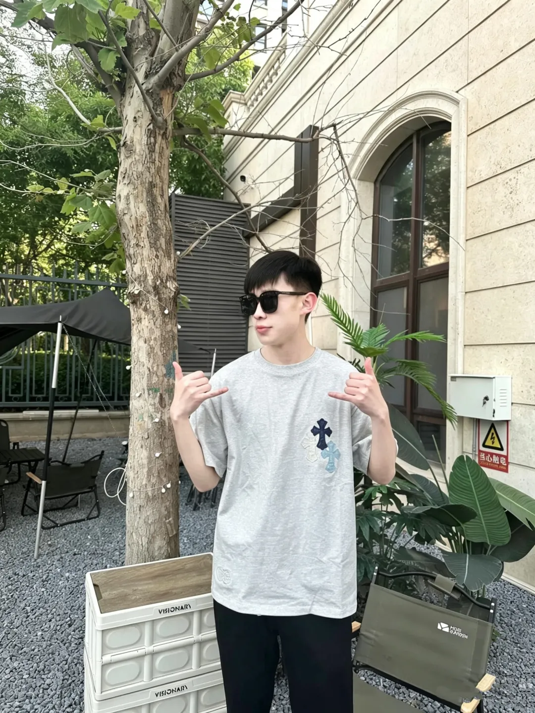 Leather Patch Heavyweight Cotton T-Shirt D12524979 — view 3