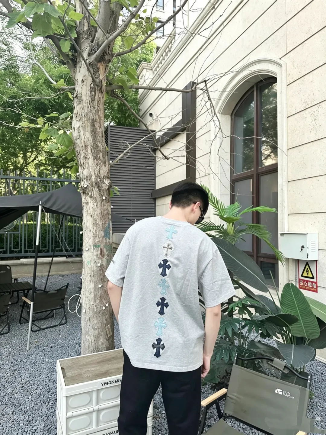 Leather Patch Heavyweight Cotton T-Shirt D12524979 — view 4