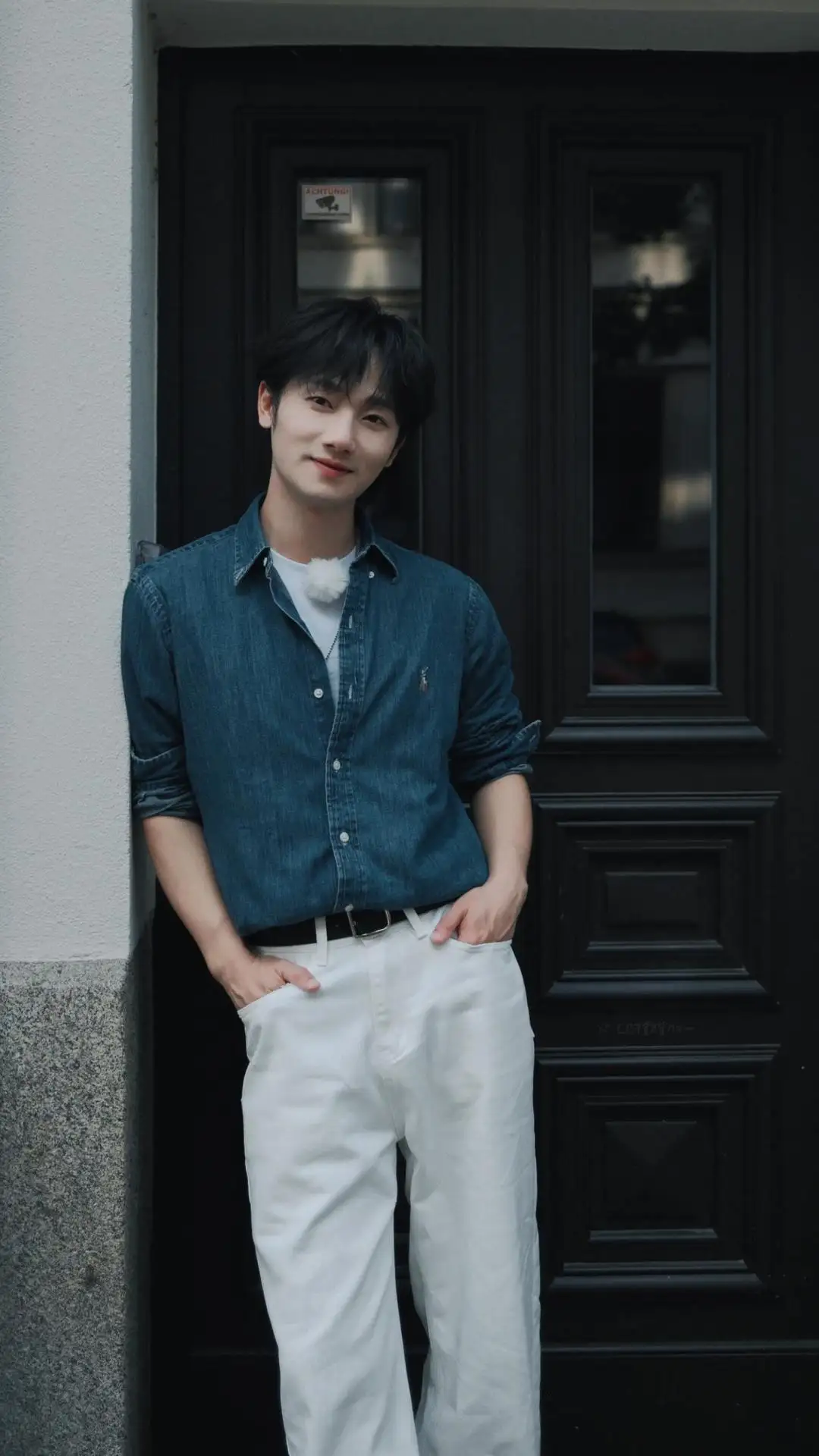 Embroidered Logo Washed Denim Shirt D17524999 — view 15