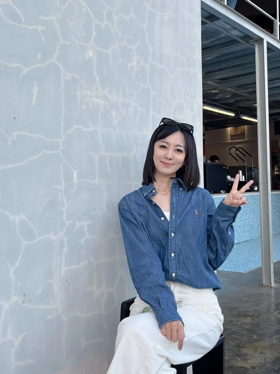 Embroidered Logo Washed Denim Shirt D17524999 — view 37