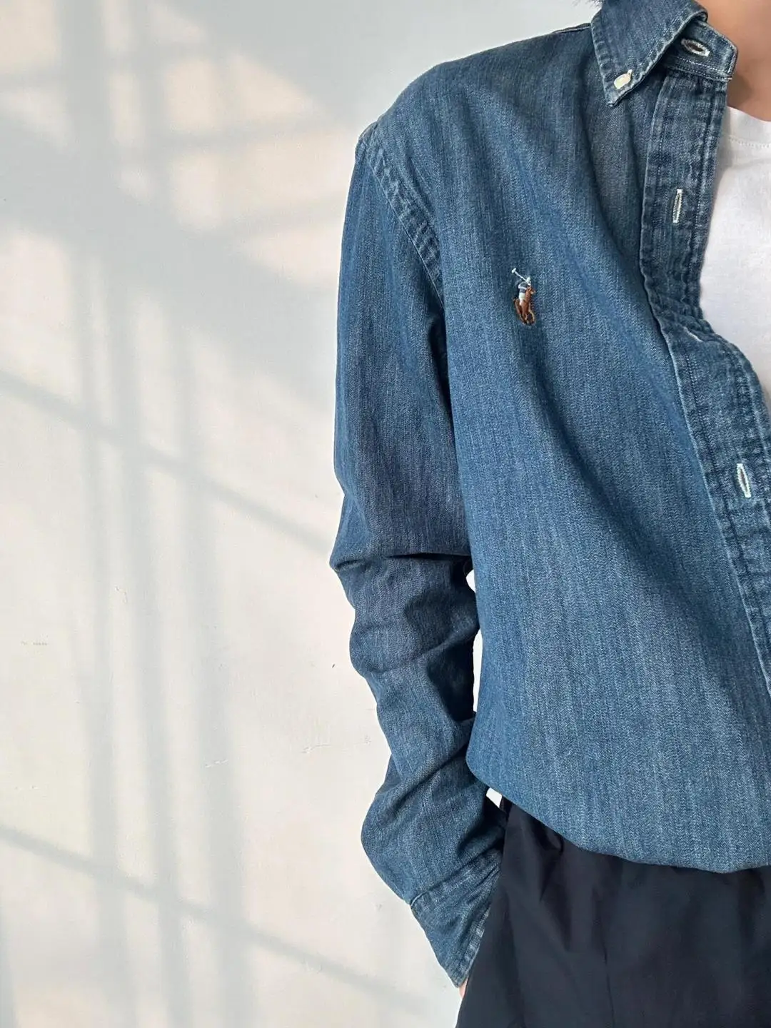 Embroidered Logo Washed Denim Shirt D17524999 — view 39