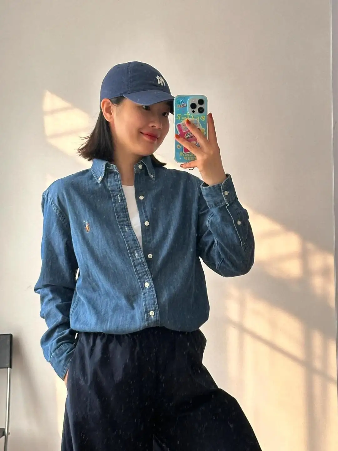 Embroidered Logo Washed Denim Shirt D17524999 — view 40