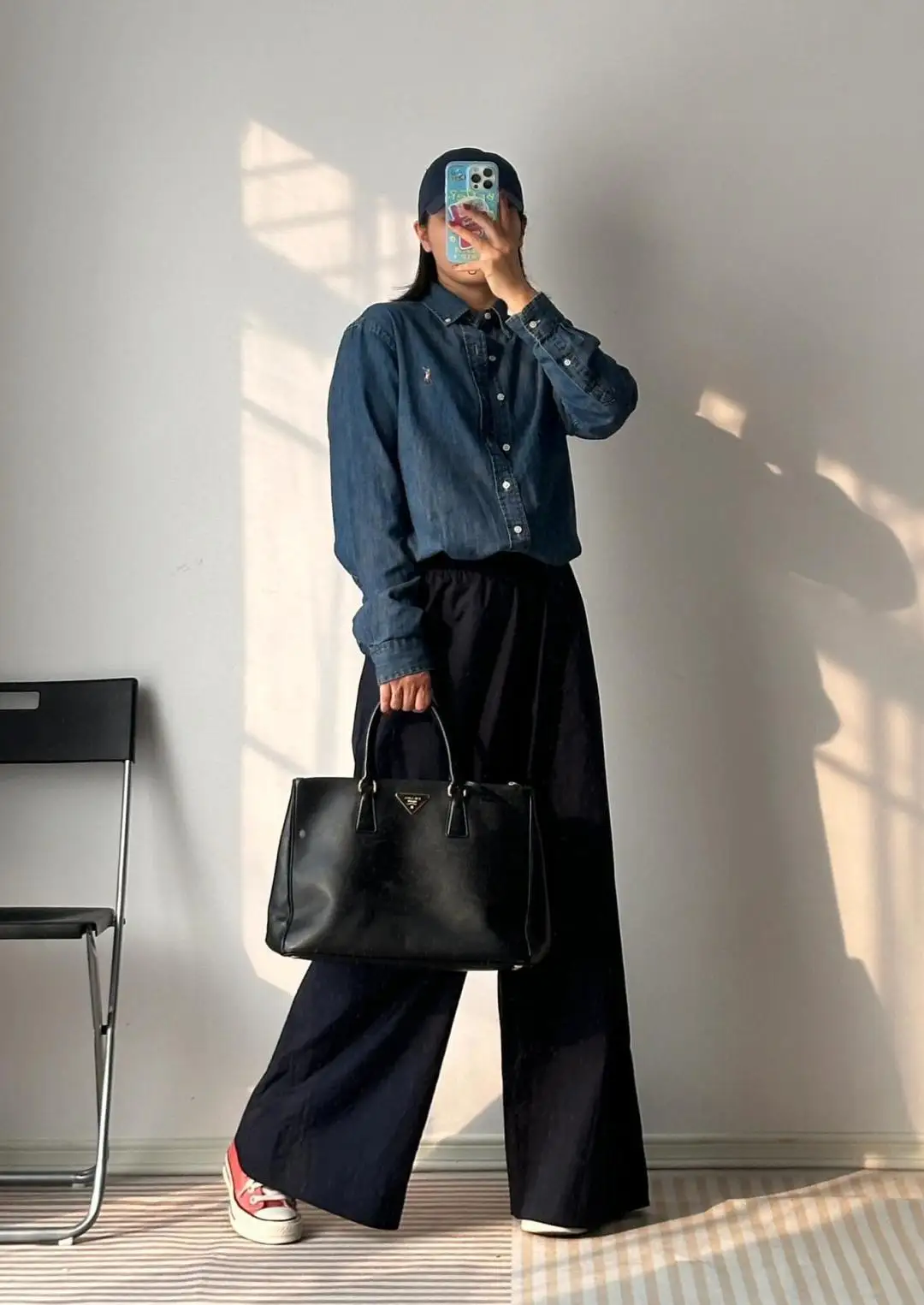 Embroidered Logo Washed Denim Shirt D17524999 — view 41