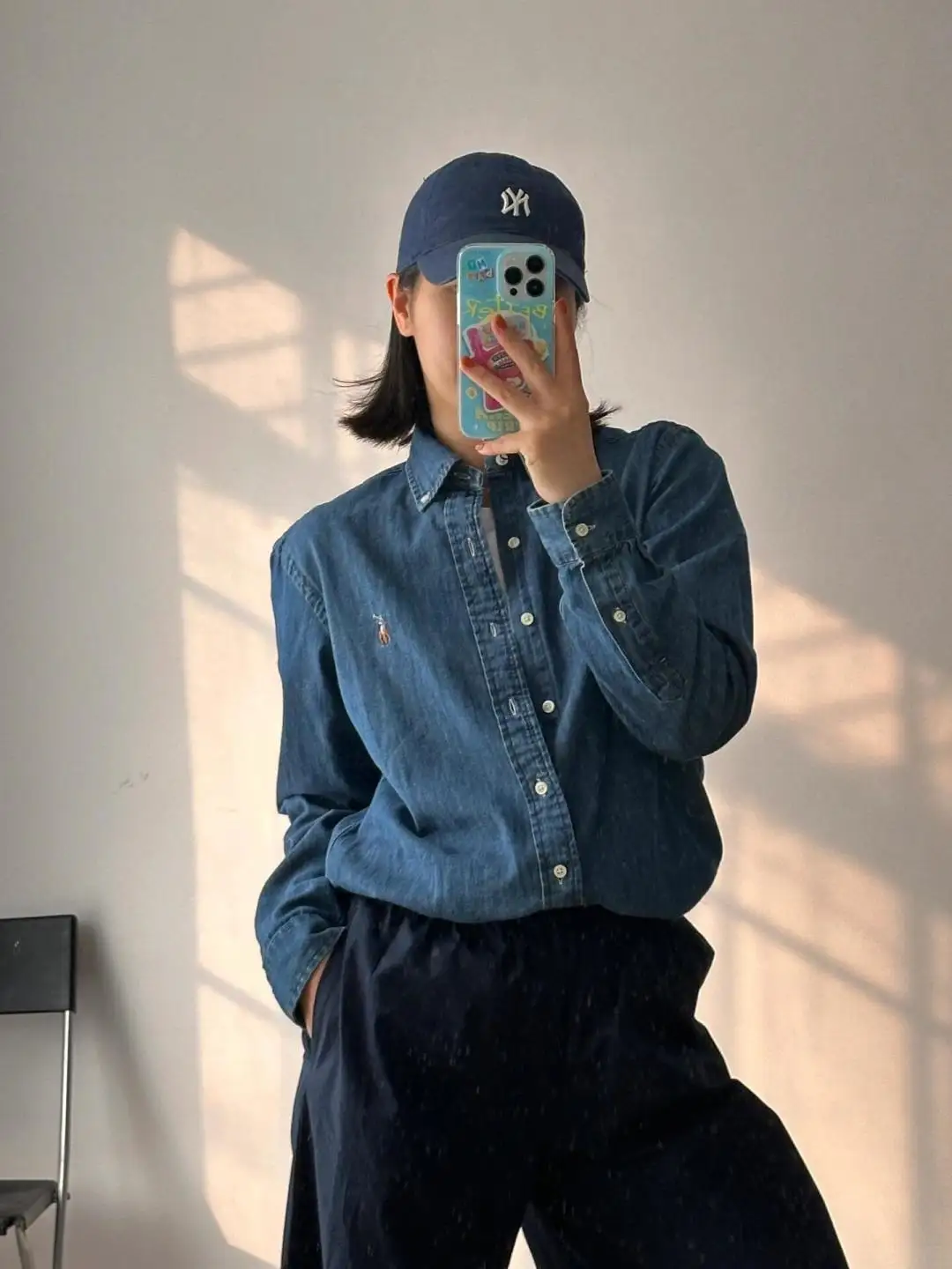 Embroidered Logo Washed Denim Shirt D17524999 — view 43