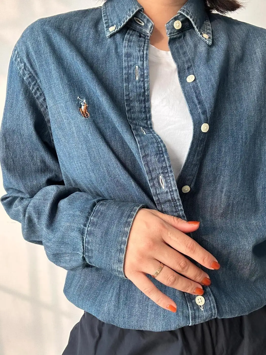 Embroidered Logo Washed Denim Shirt D17524999 — view 44