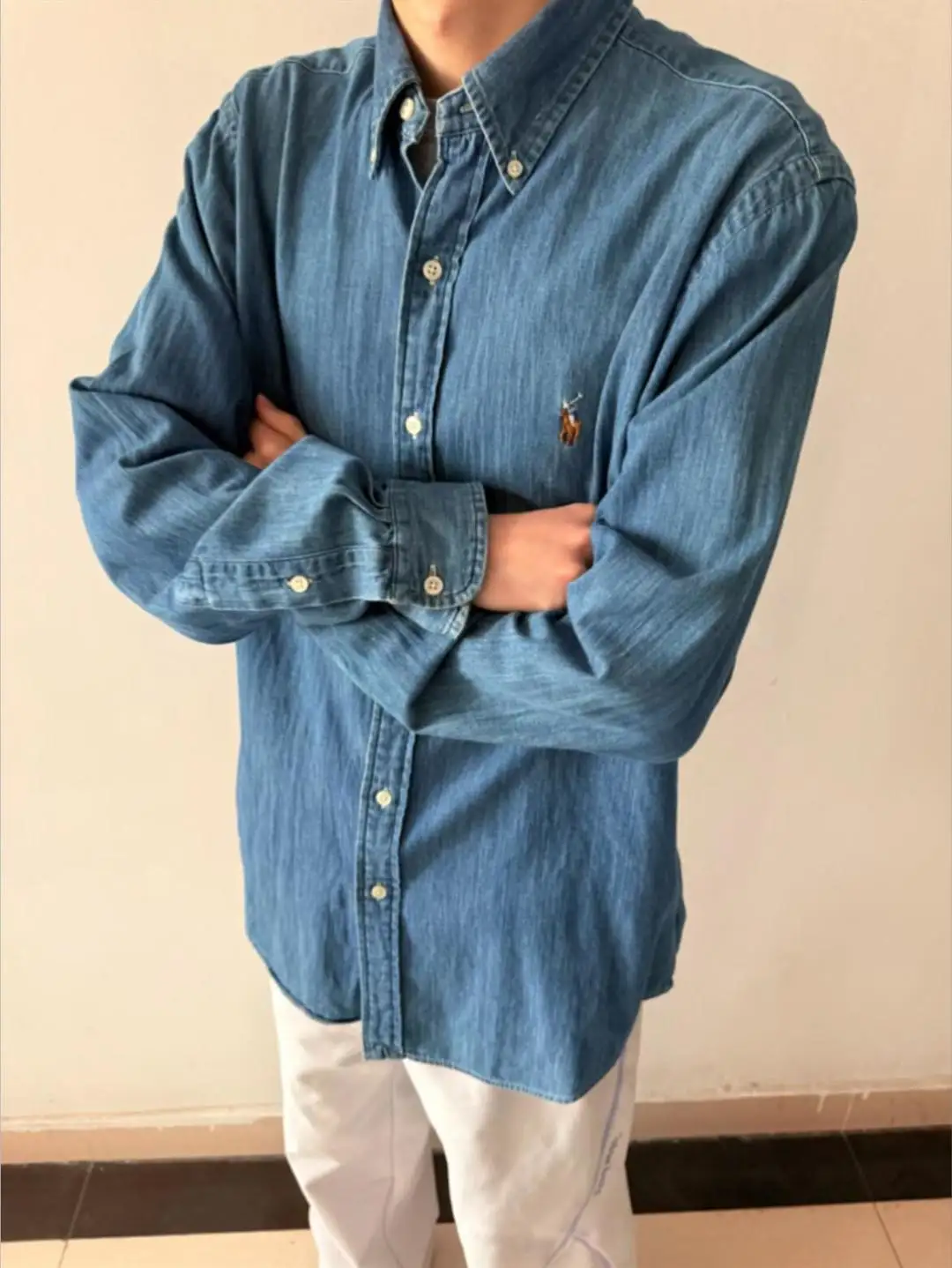 Embroidered Logo Washed Denim Shirt D17524999 — view 47