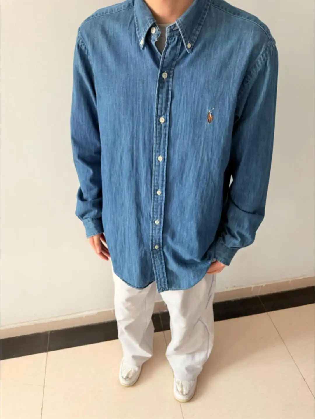 Embroidered Logo Washed Denim Shirt D17524999 — view 48