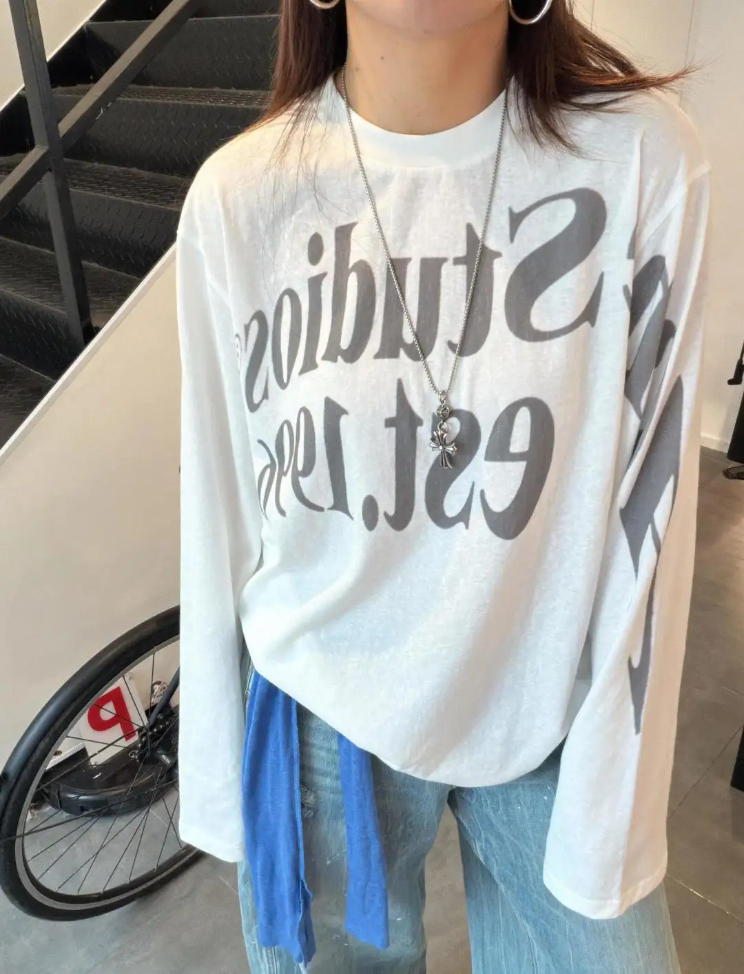 Logo-Print Cotton Long-Sleeve T-Shirt D13025002 — view 50