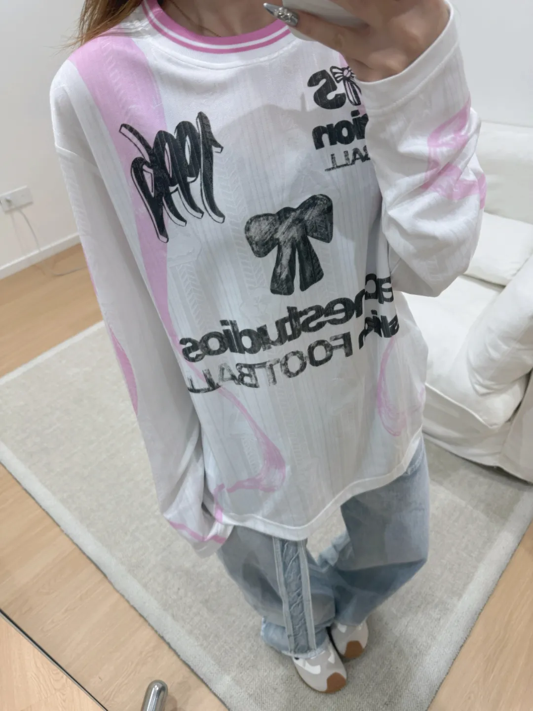 Bow Graphic Jacquard Football Jersey D15025005 — view 41