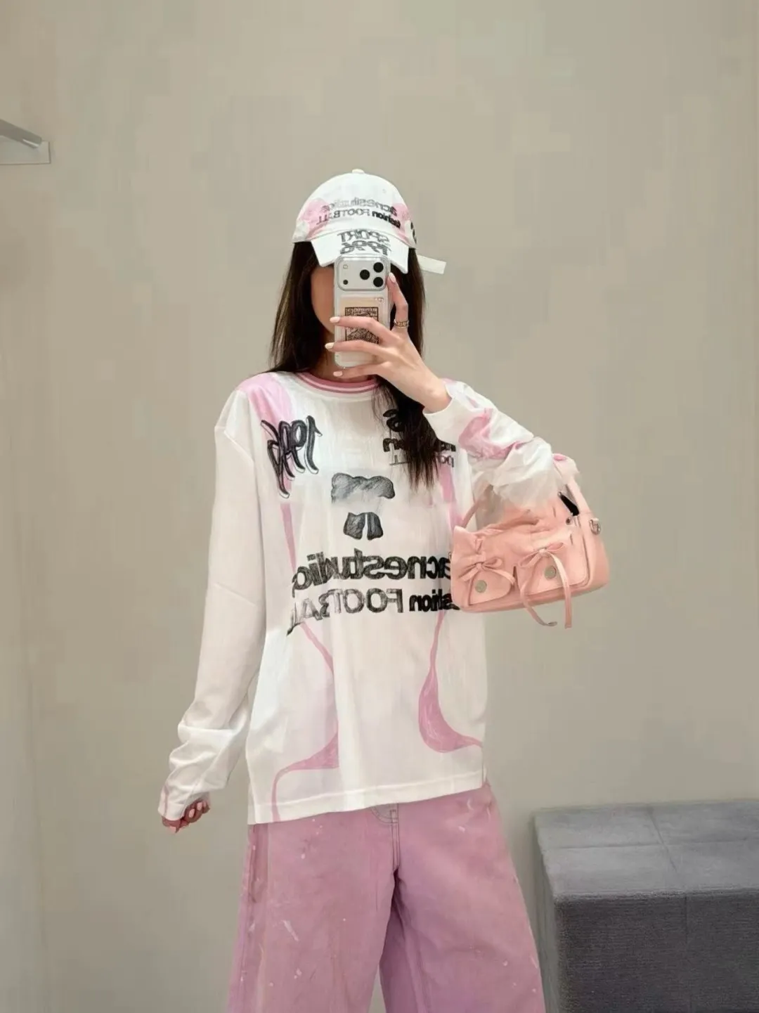 Bow Graphic Jacquard Football Jersey D15025005 — view 62