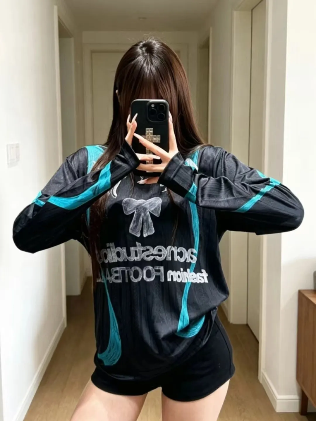 Bow Graphic Jacquard Football Jersey D15025005 — view 71