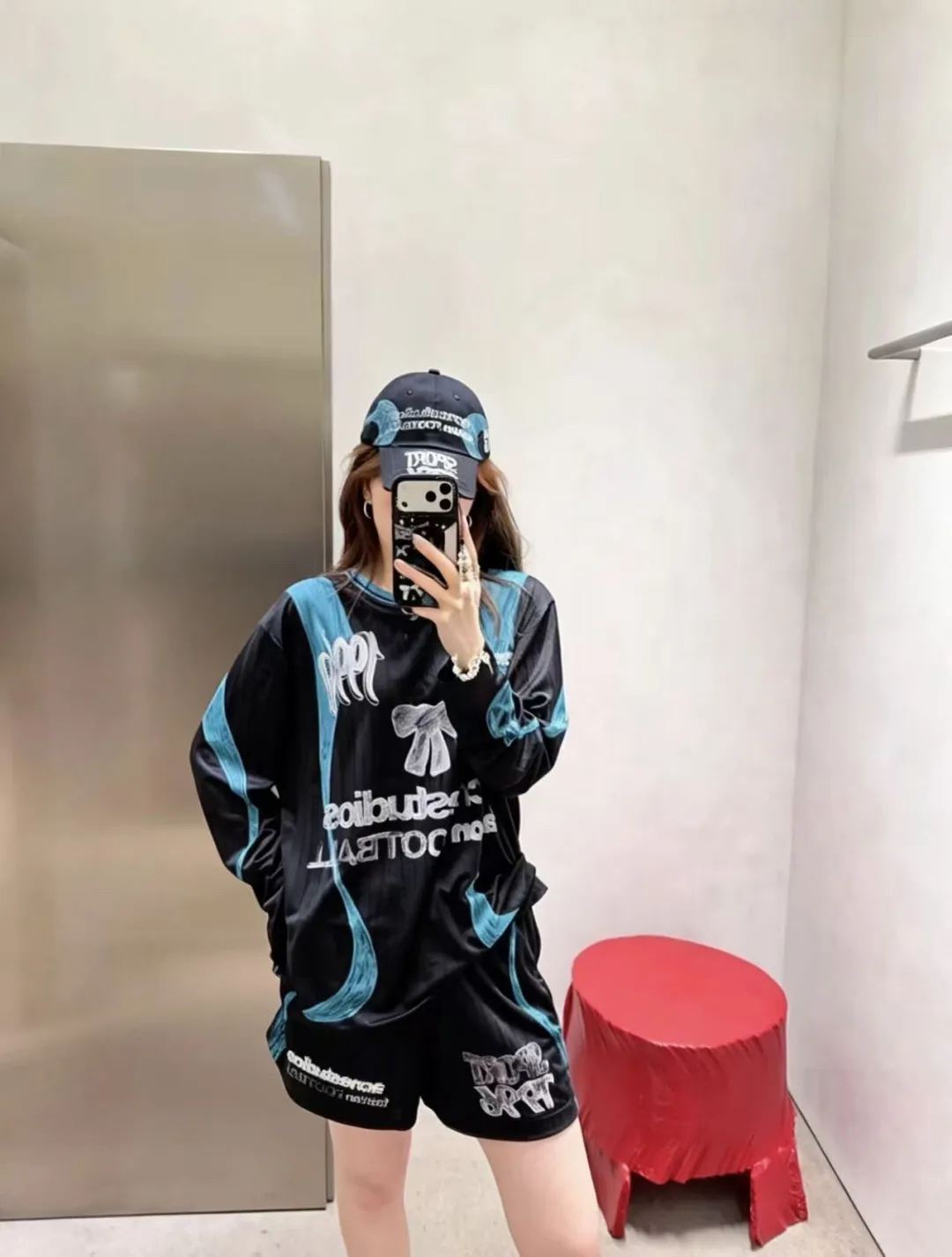 Bow Graphic Jacquard Football Jersey D15025005 — view 74