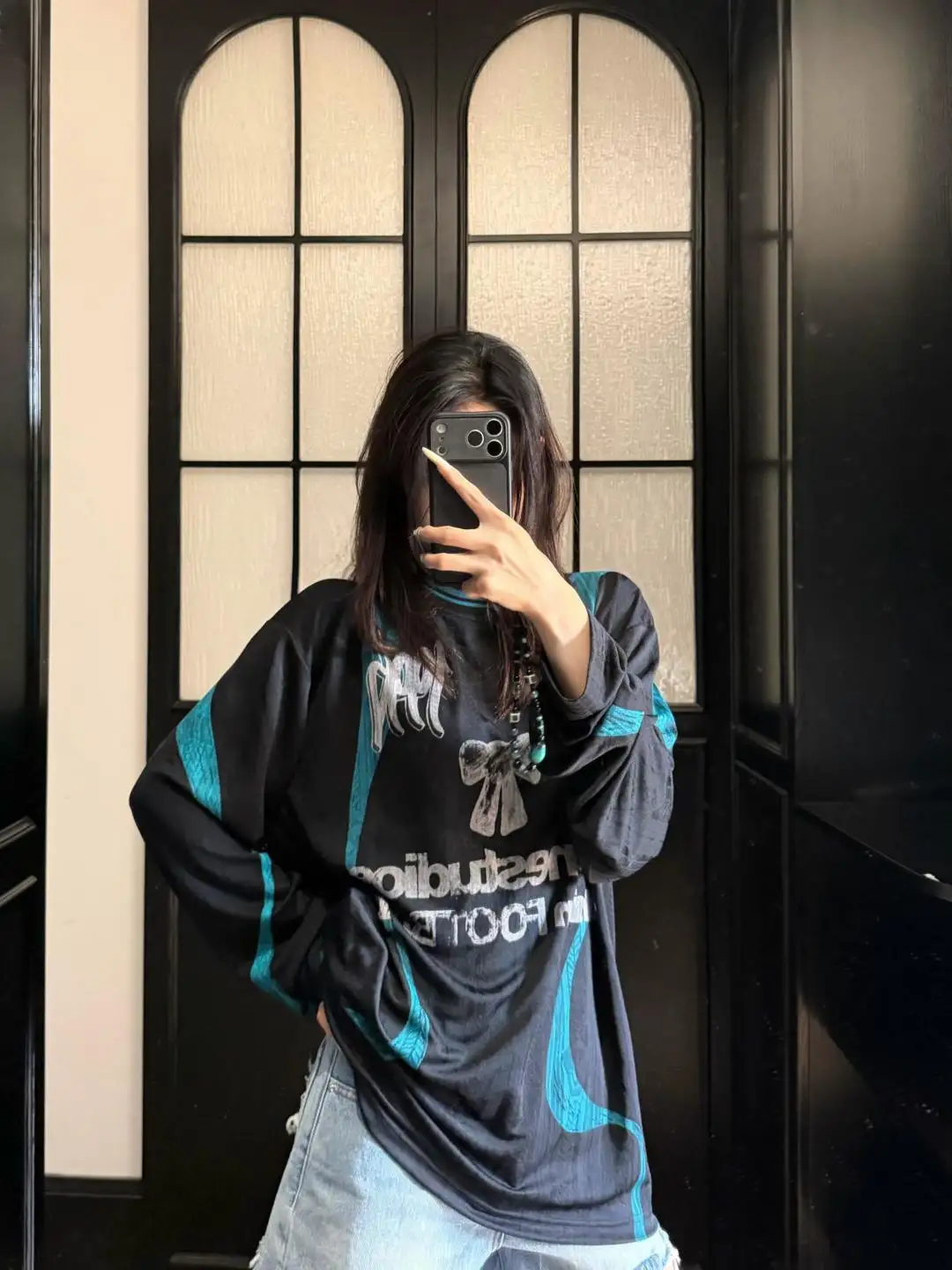 Bow Graphic Jacquard Football Jersey D15025005 — view 91