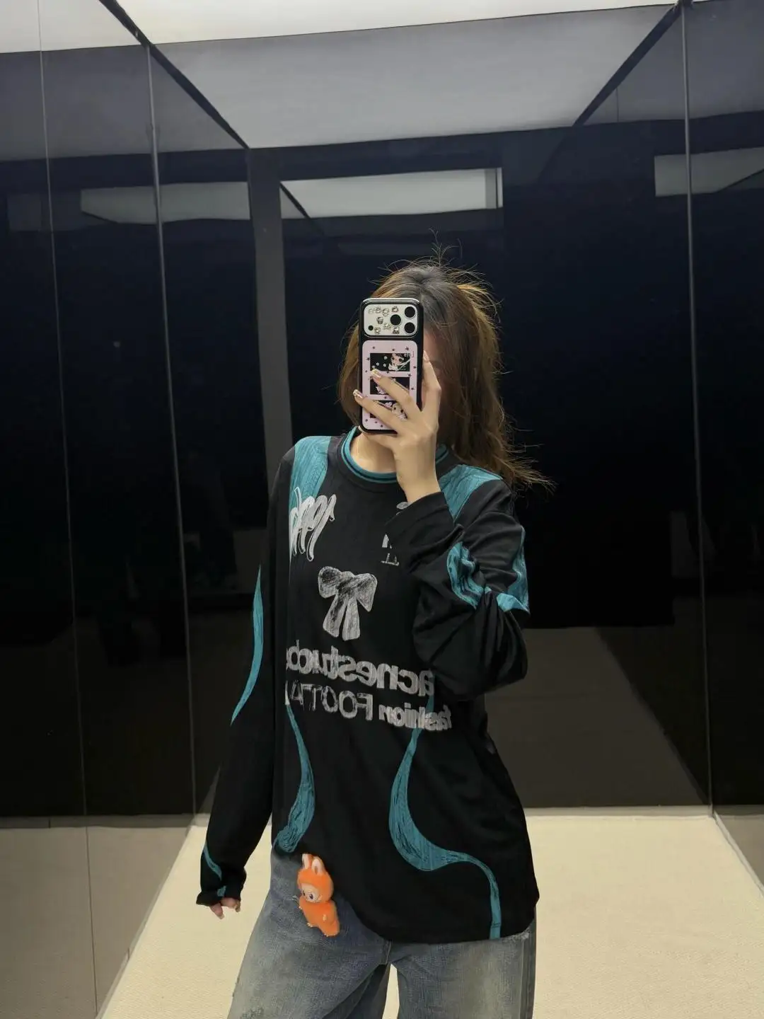 Bow Graphic Jacquard Football Jersey D15025005 — view 92