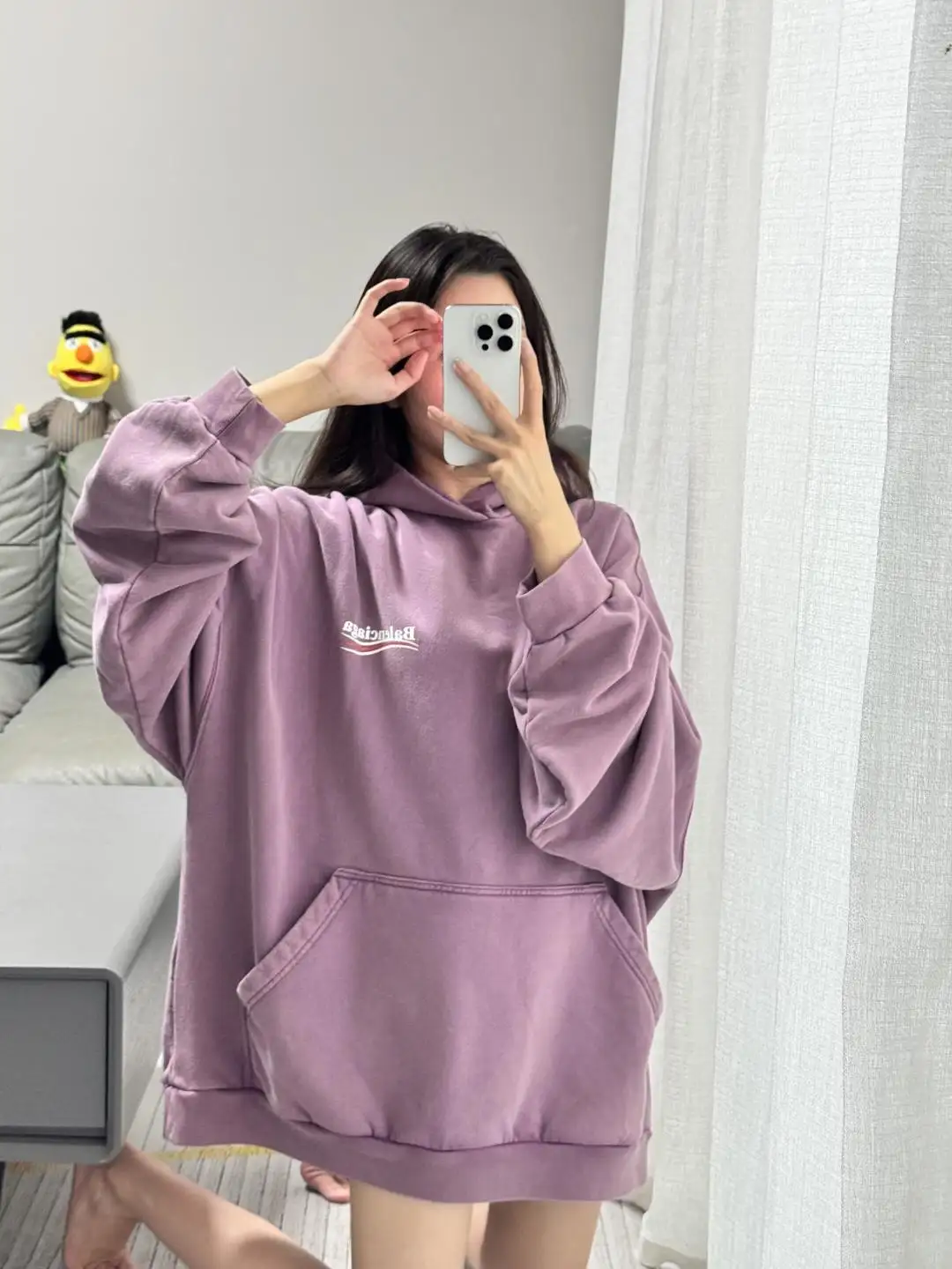 Logo-Print Washed Cotton Hoodie D19525000 — view 35