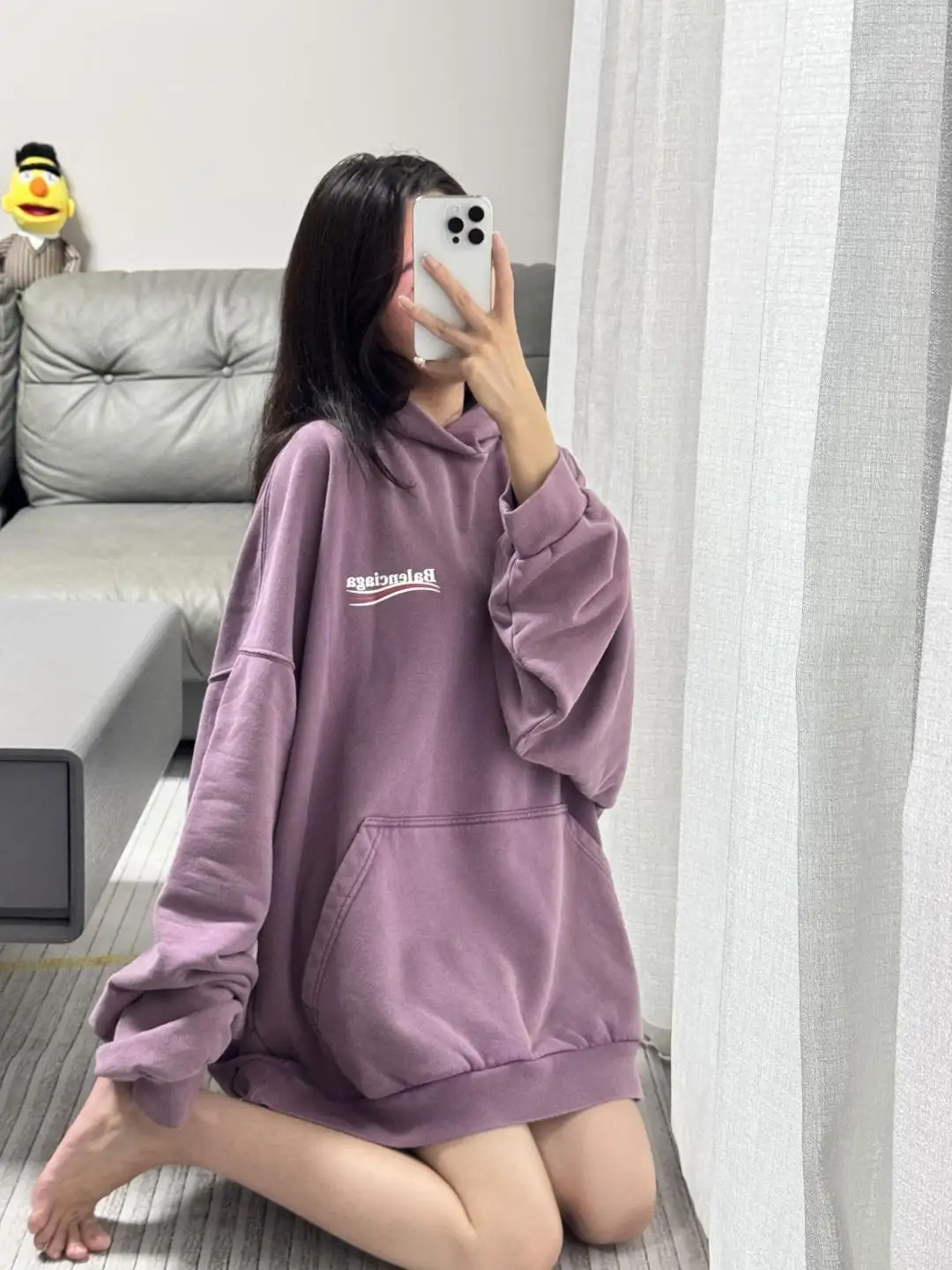 Logo-Print Washed Cotton Hoodie D19525000 — view 36