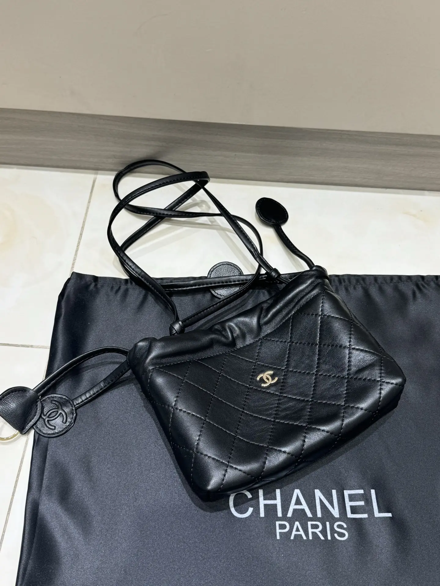 Chanel Drawstring Quilted Lambskin Bucket Bag D37018042 — view 2