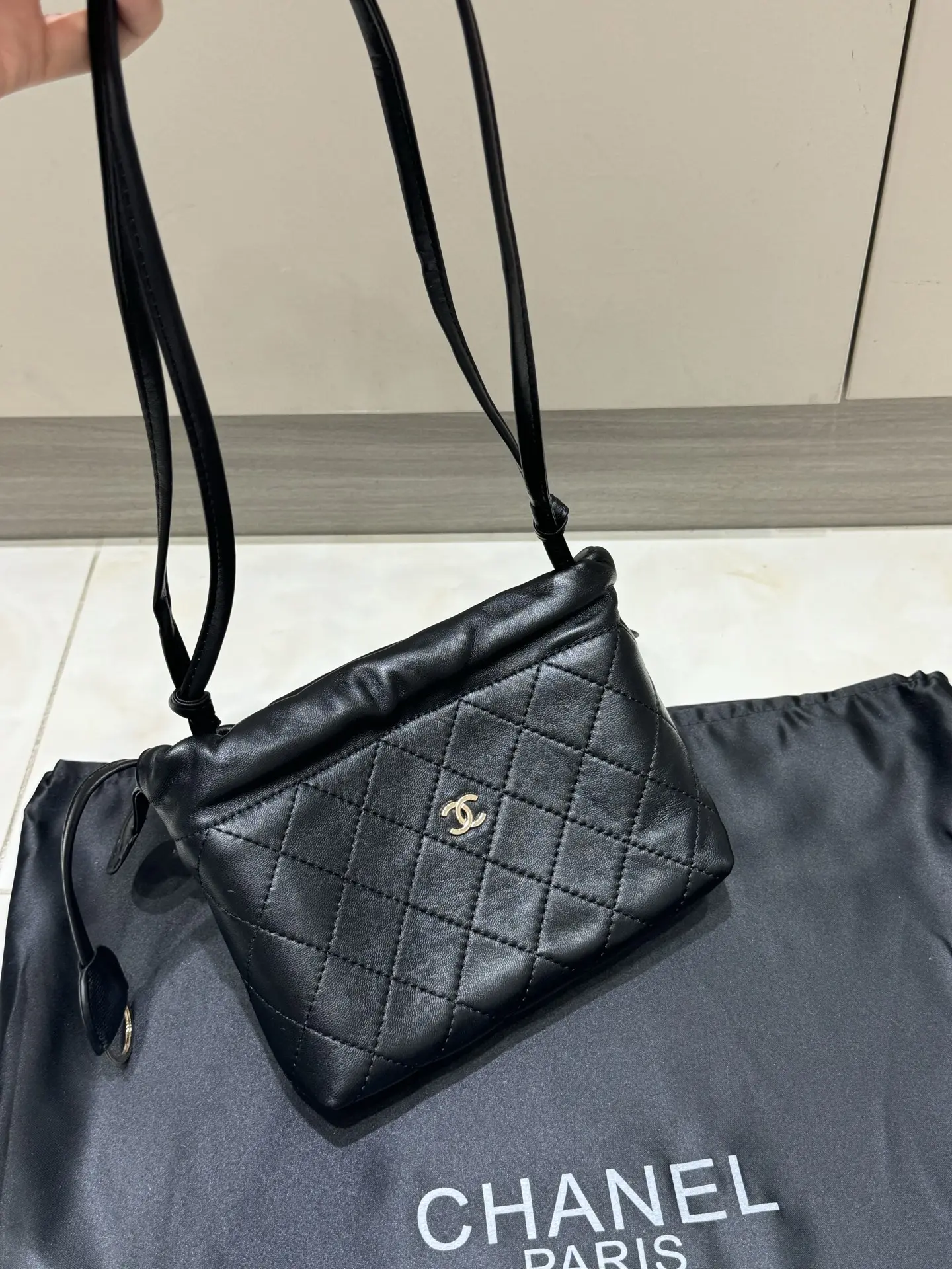 Chanel Drawstring Quilted Lambskin Bucket Bag D37018042 — view 6