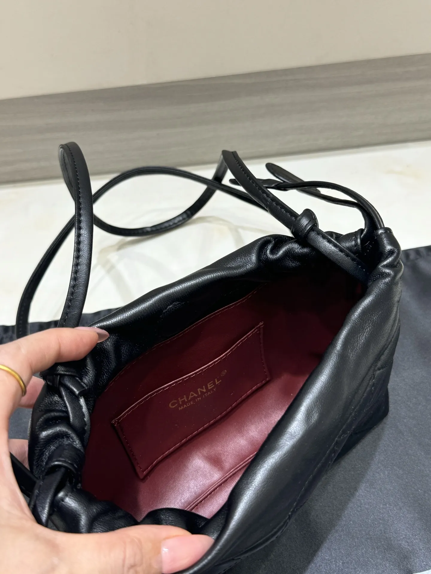 Chanel Drawstring Quilted Lambskin Bucket Bag D37018042 — view 8