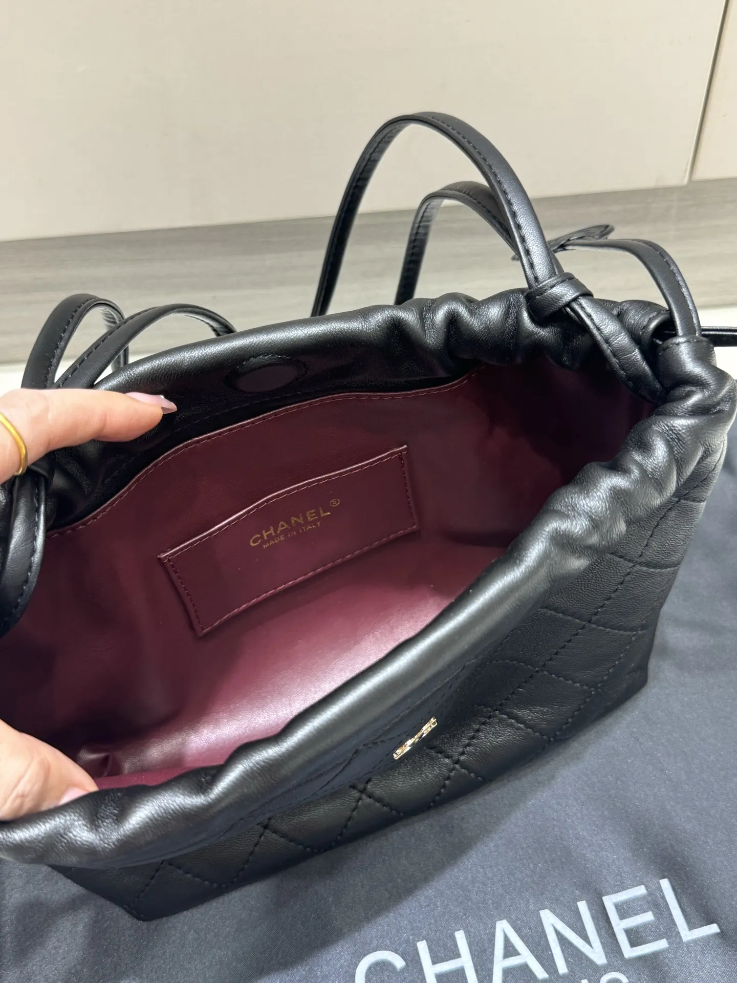 Chanel Drawstring Bucket Bag (Large) D38018040 — view 8