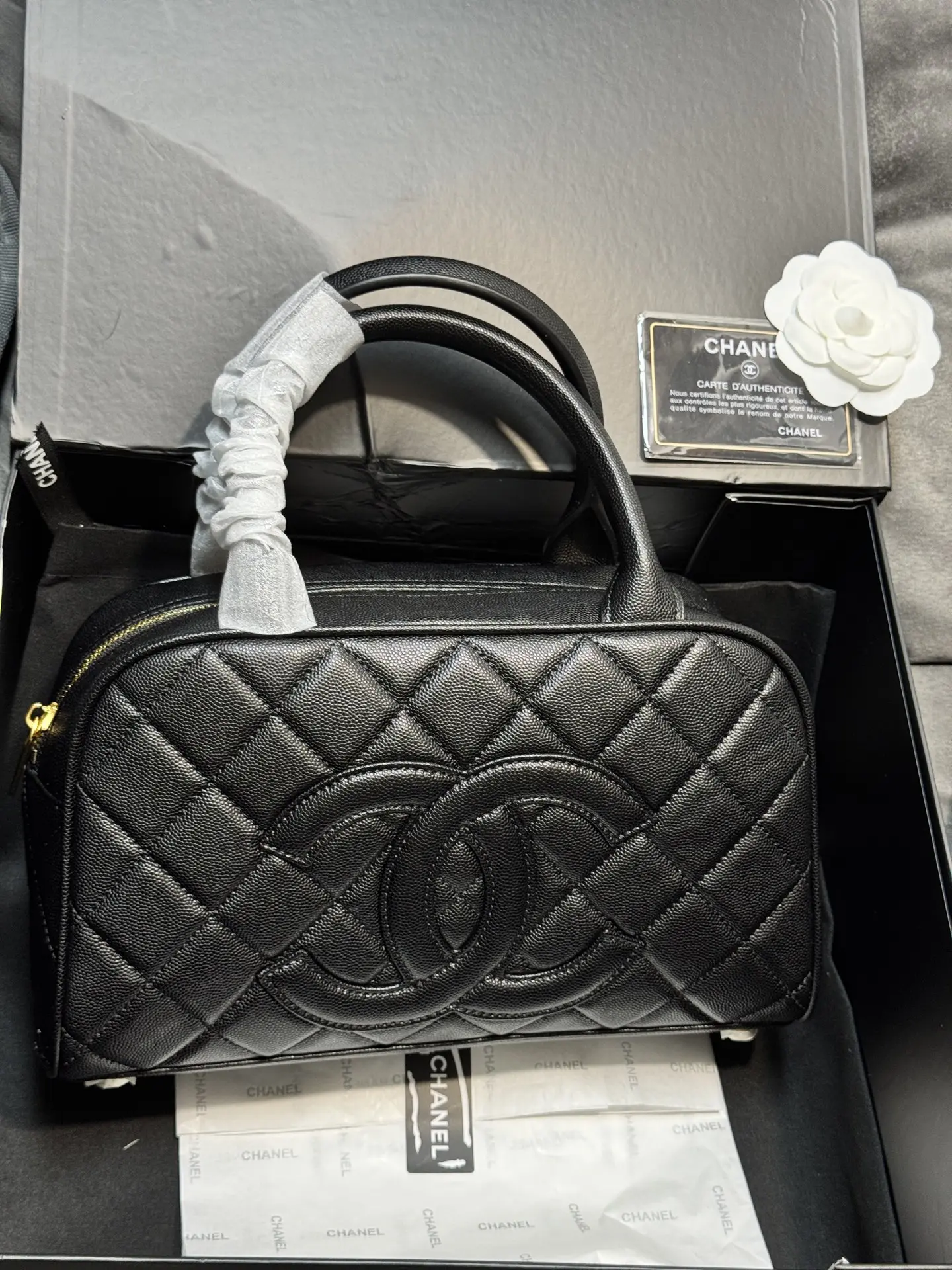 Chanel Quilted Caviar Leather Bowling Bag D41018452