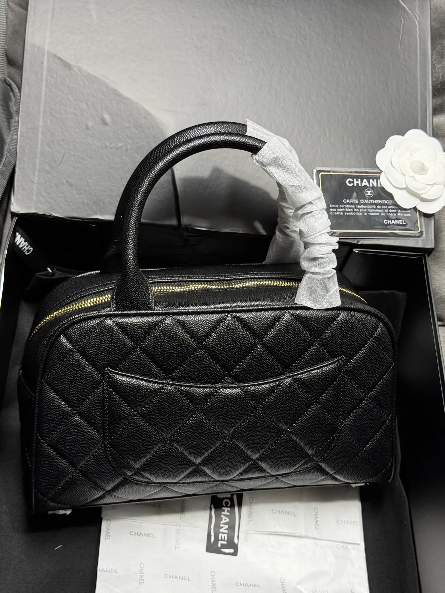 Chanel Quilted Caviar Leather Bowling Bag D41018452 — view 4