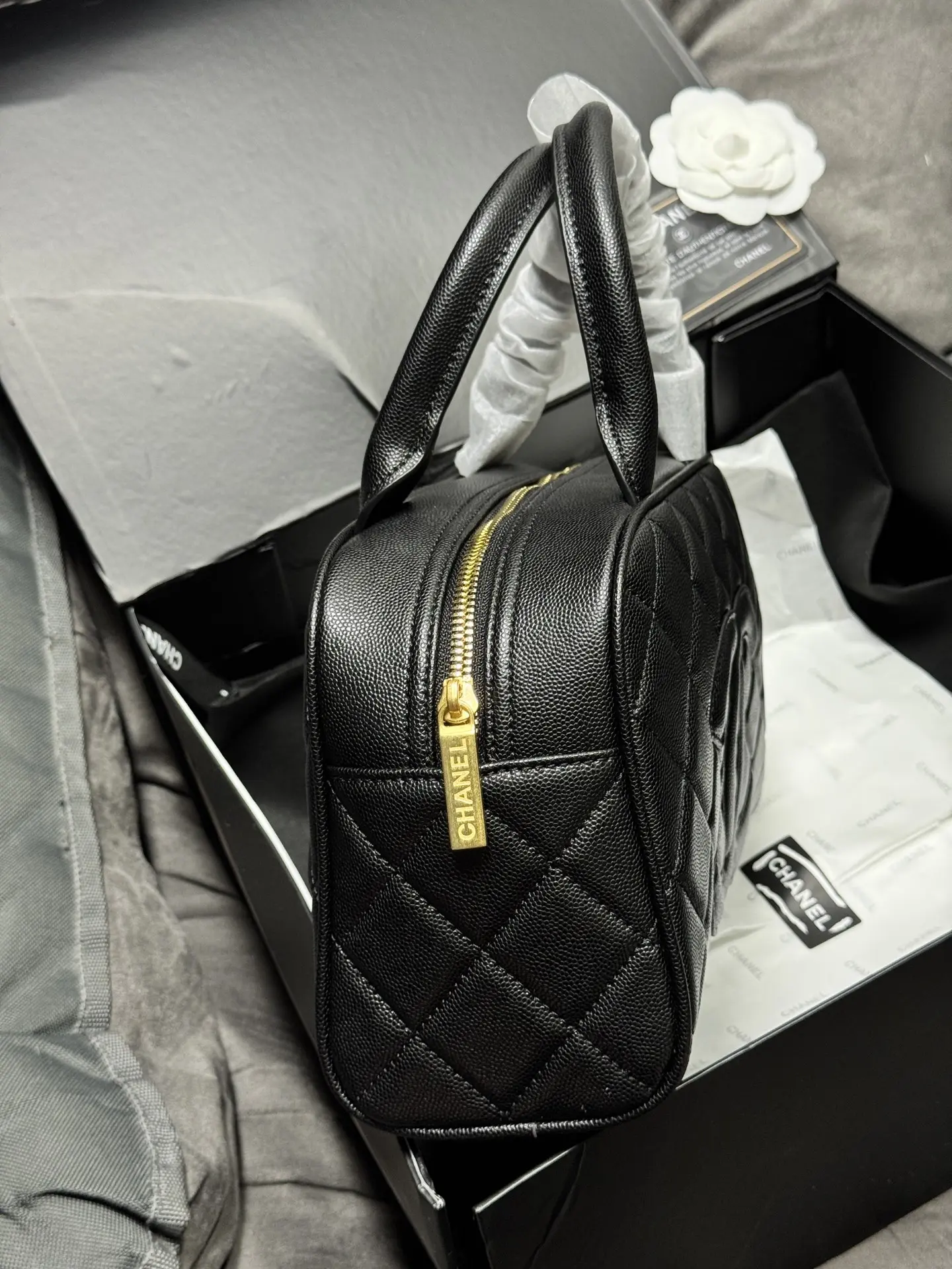 Chanel Quilted Caviar Leather Bowling Bag D41018452 — view 6