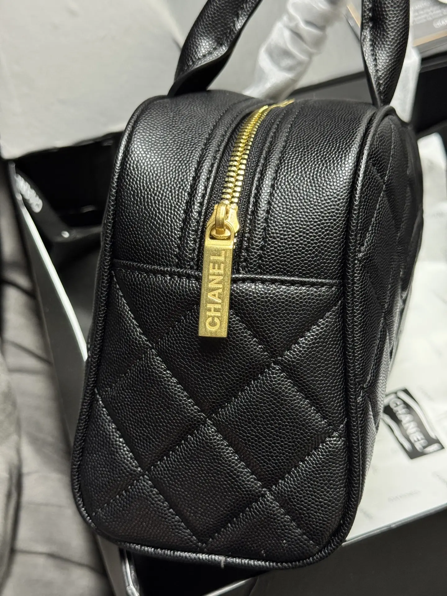 Chanel Quilted Caviar Leather Bowling Bag D41018452 — view 7