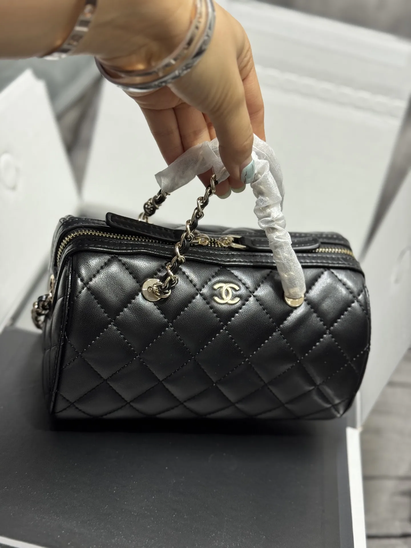 Chanel Quilted Lambskin Bowling Bag D43018450 — view 2