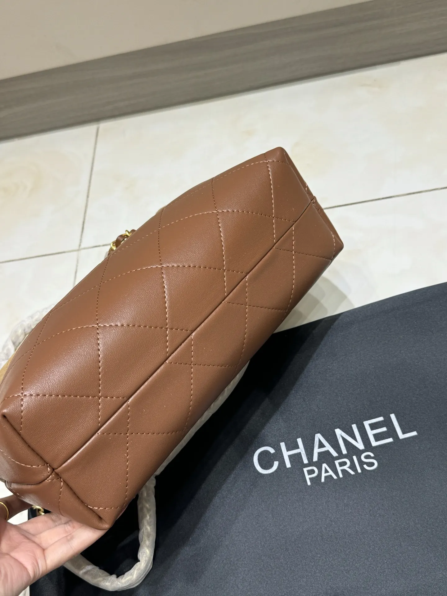 Chanel Quilted Suede & Leather Tote Bag D43018465 — view 7
