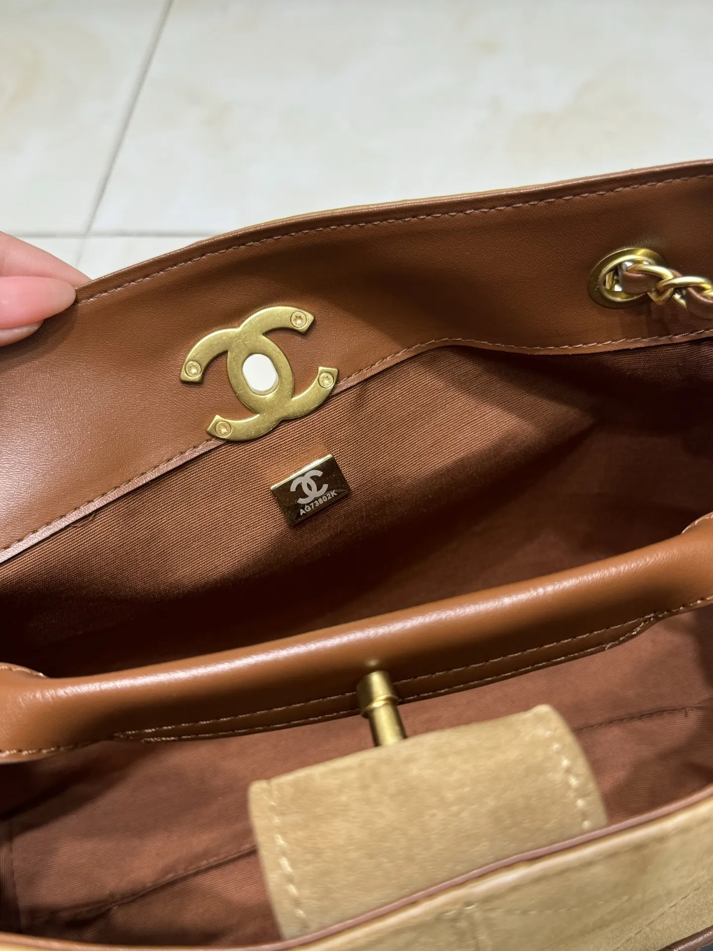 Chanel Quilted Suede & Leather Tote Bag D43018465 — view 9