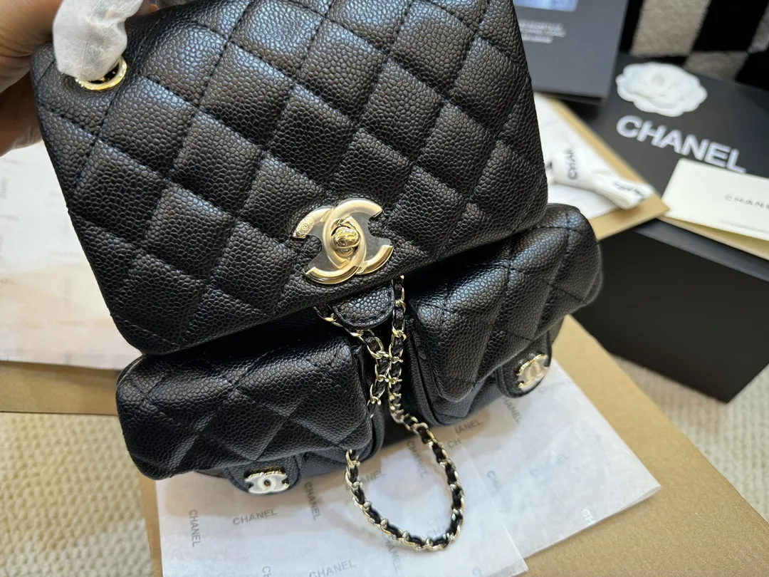 Chanel Duma Quilted Caviar Leather Backpack D44018470 — view 3