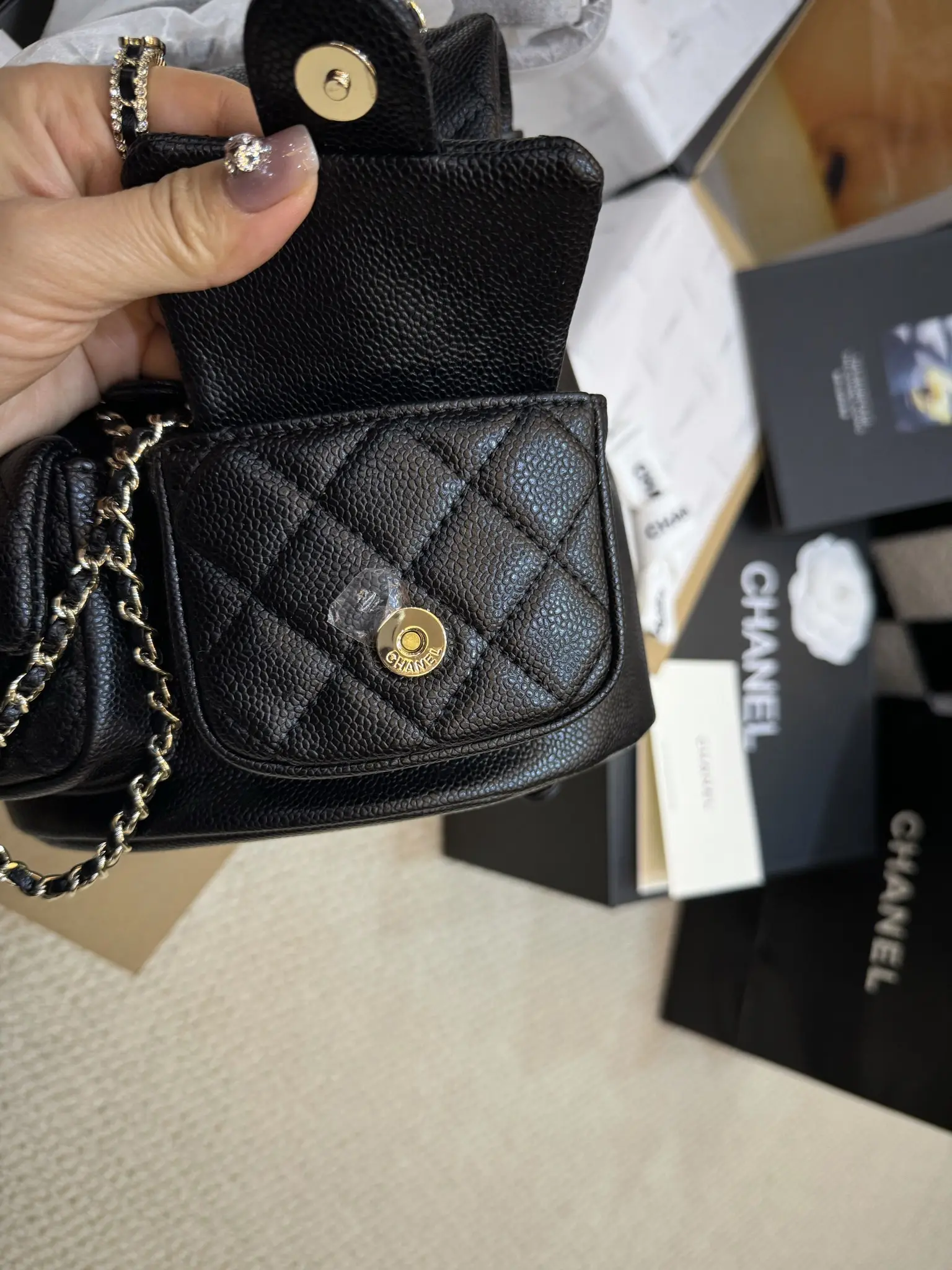 Chanel Duma Quilted Caviar Leather Backpack D44018470 — view 5