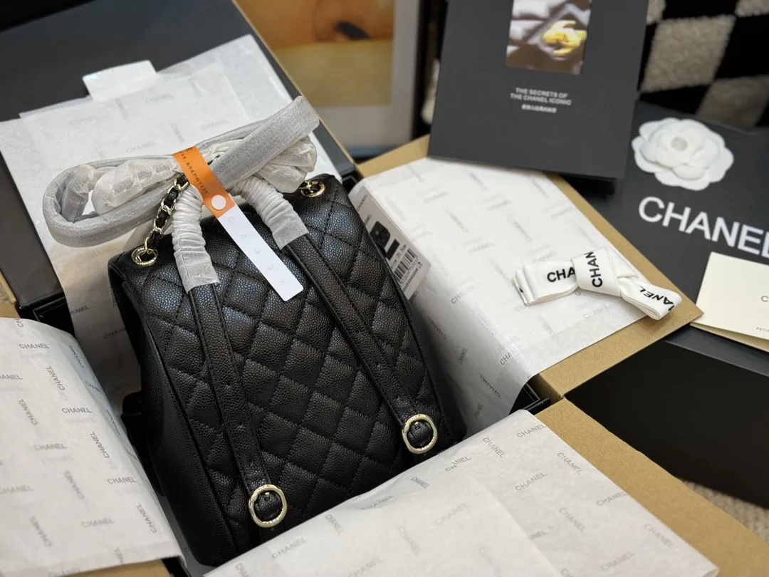 Chanel Duma Quilted Caviar Leather Backpack D44018470 — view 6