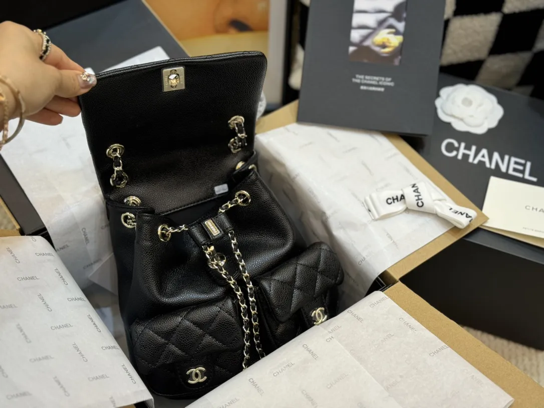 Chanel Duma Quilted Caviar Leather Backpack D44018470 — view 8
